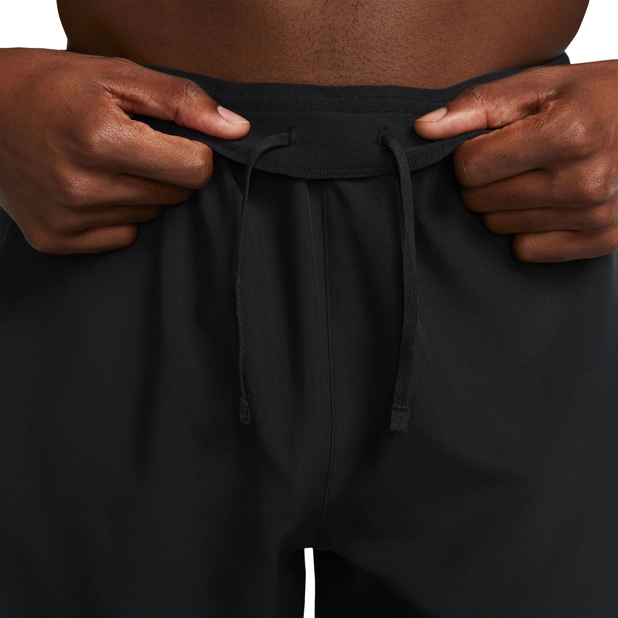 Model waist view of Nike Challenger 7-Inch Black Shorts CZ9067-010