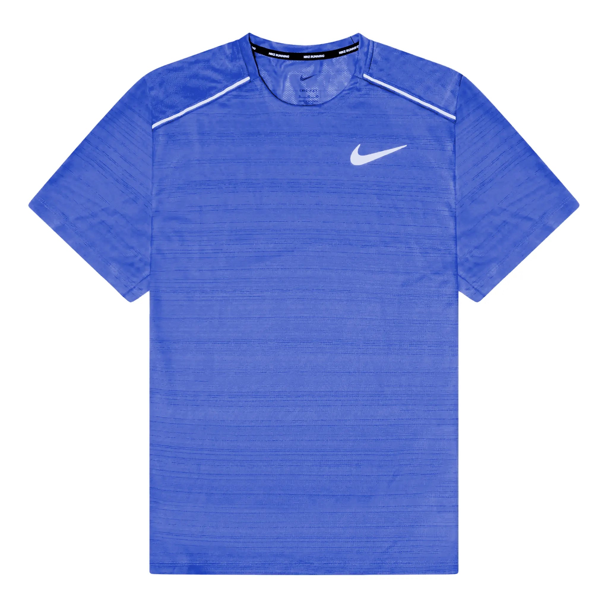 Front view of Nike Dri-FIT 1.0 Blue Miler Running T Shirt AJ7565-480