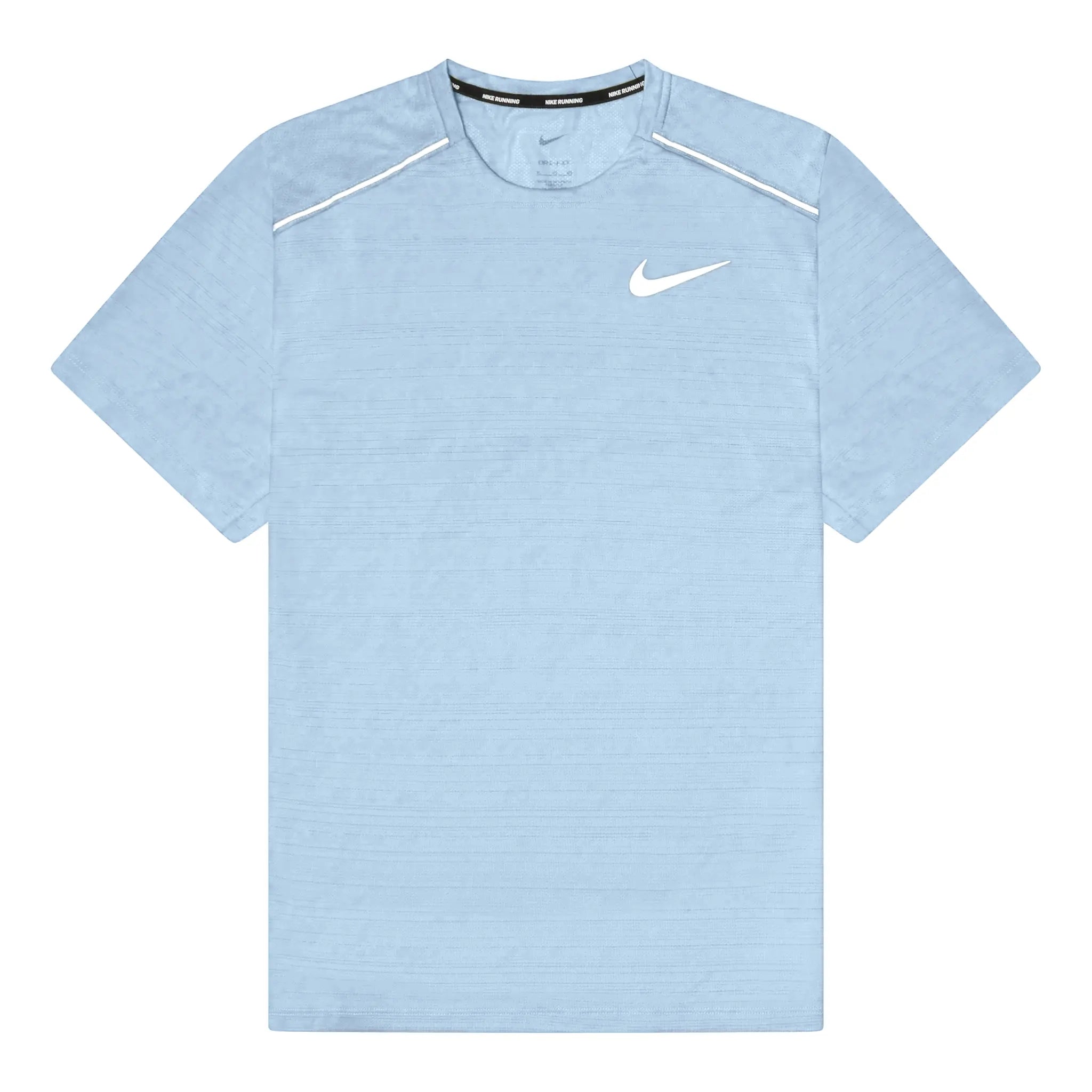 Front view of Nike Dri-FIT 1.0 Cobalt Bliss Blue Miler Running T Shirt AJ7566-479