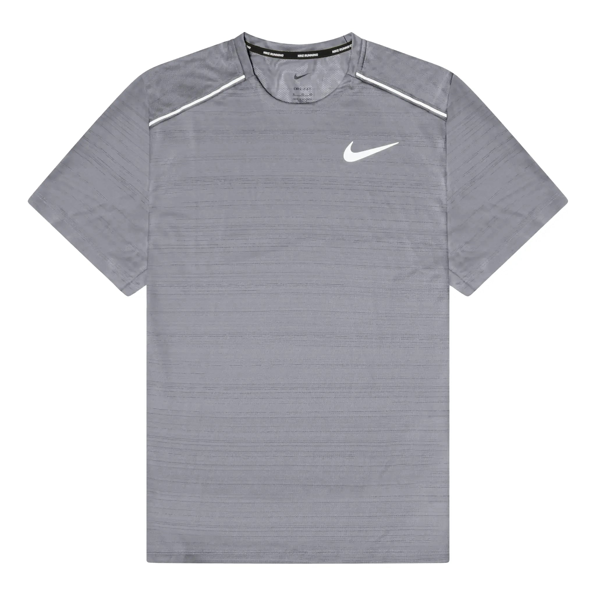 Front view of Nike Dri-FIT 1.0 Grey Miler Running T Shirt AJ7565-085