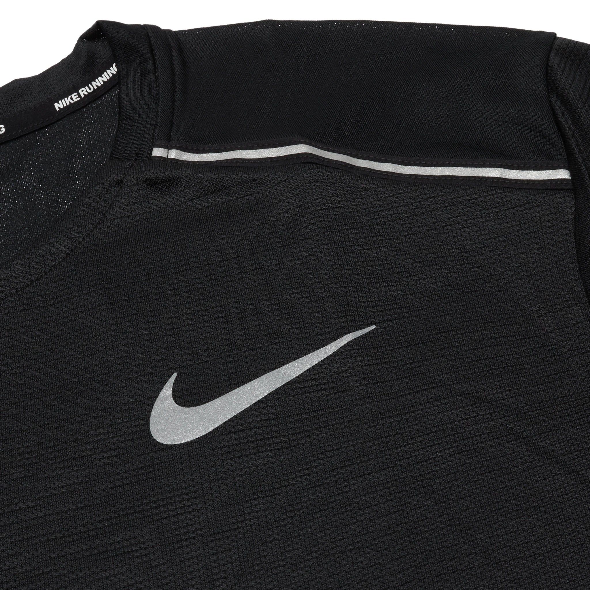 Chest view of Nike Dri-FIT Black Miler Running T Shirt AJ7566-010