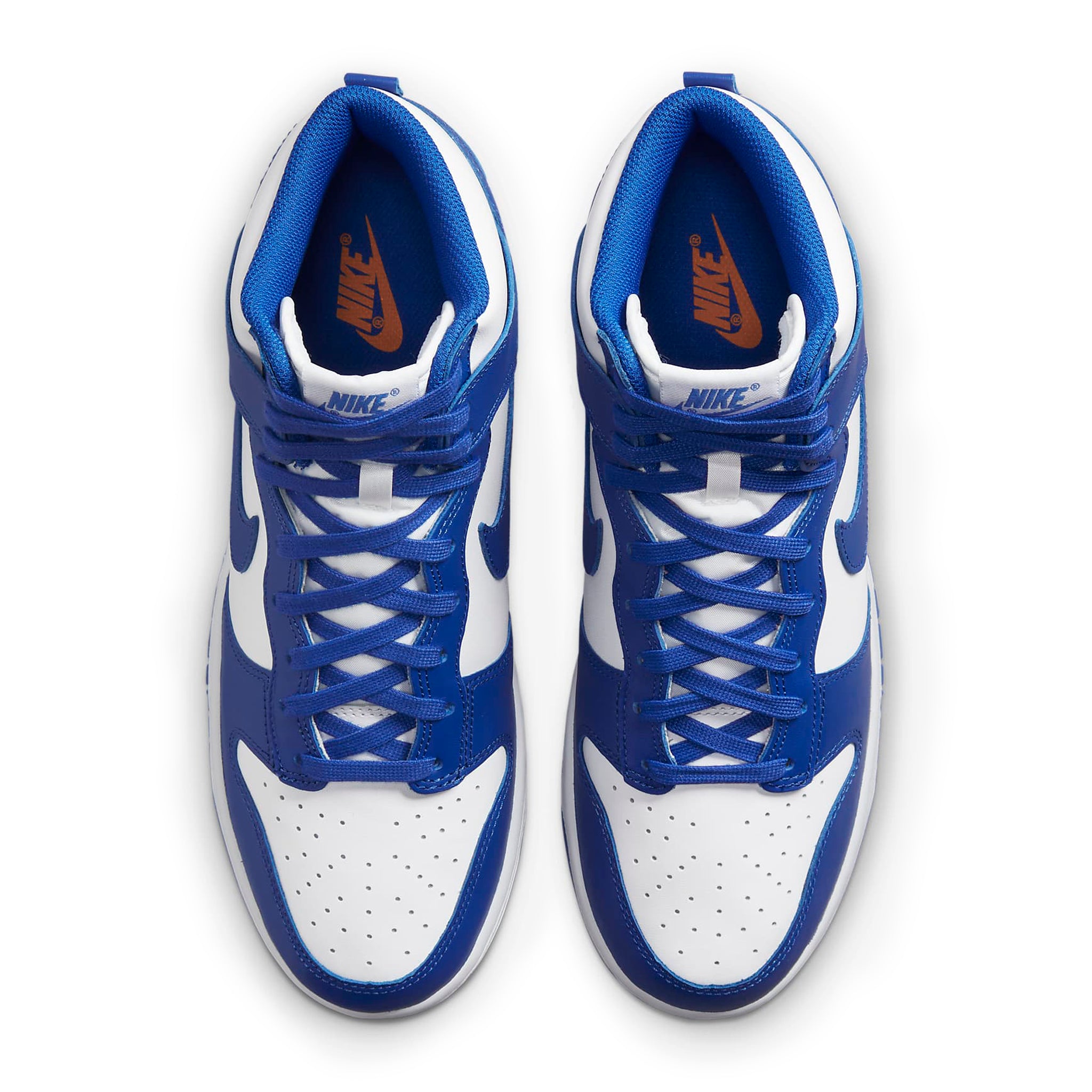 Top down view of Nike Dunk High Game Royal Sneaker DD1399-102