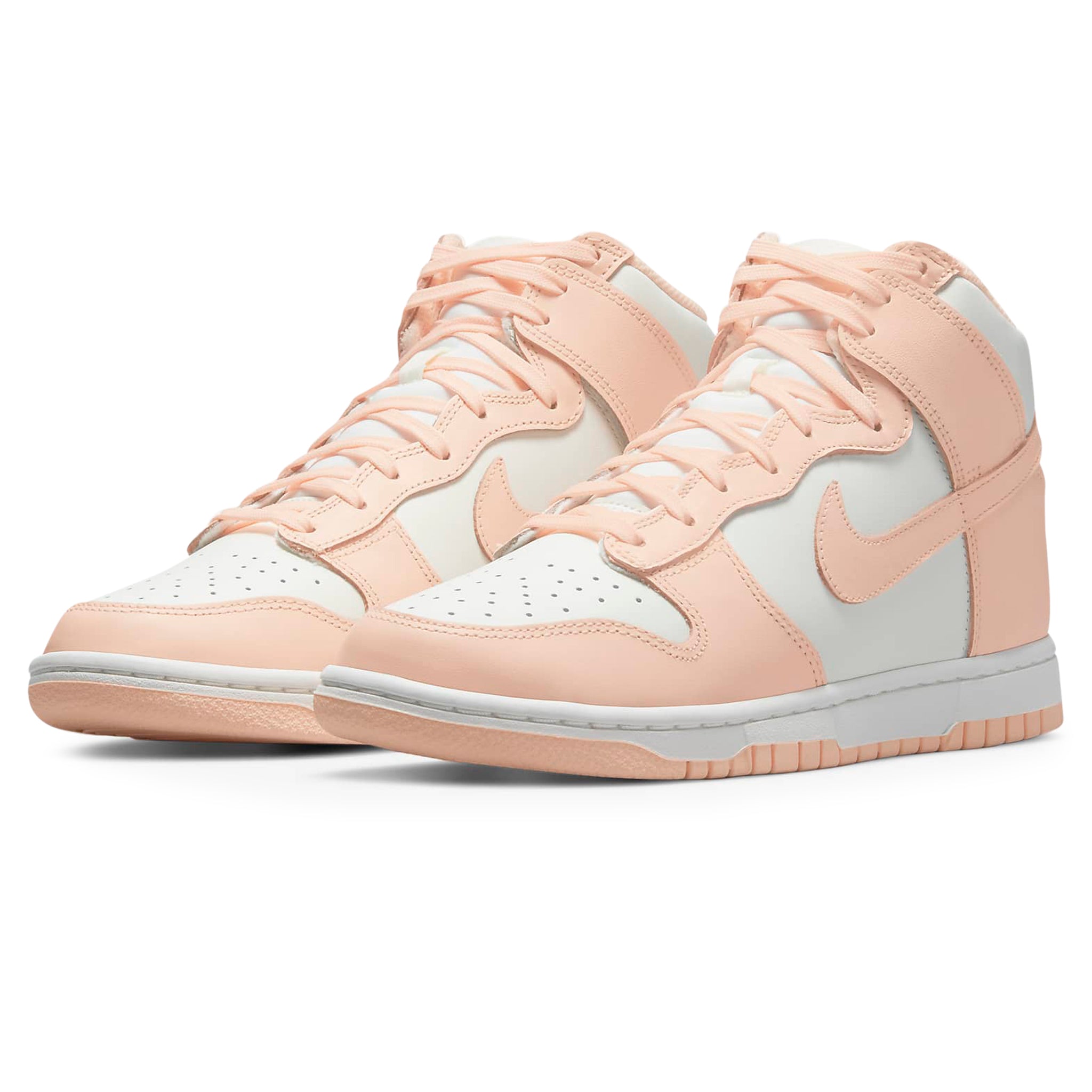 Front side view of Nike Dunk High Sail Crimson Tint (2021) Sneaker (W) DD1869-104