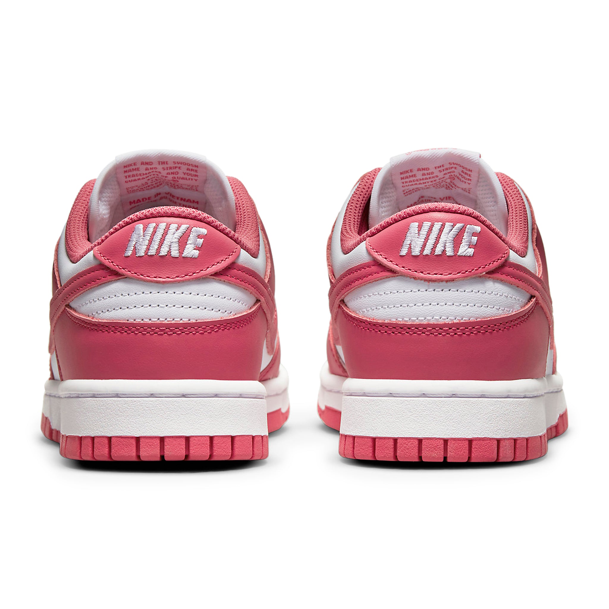 Heel view of Nike Dunk Low Archeo Pink (W) DD1503-111