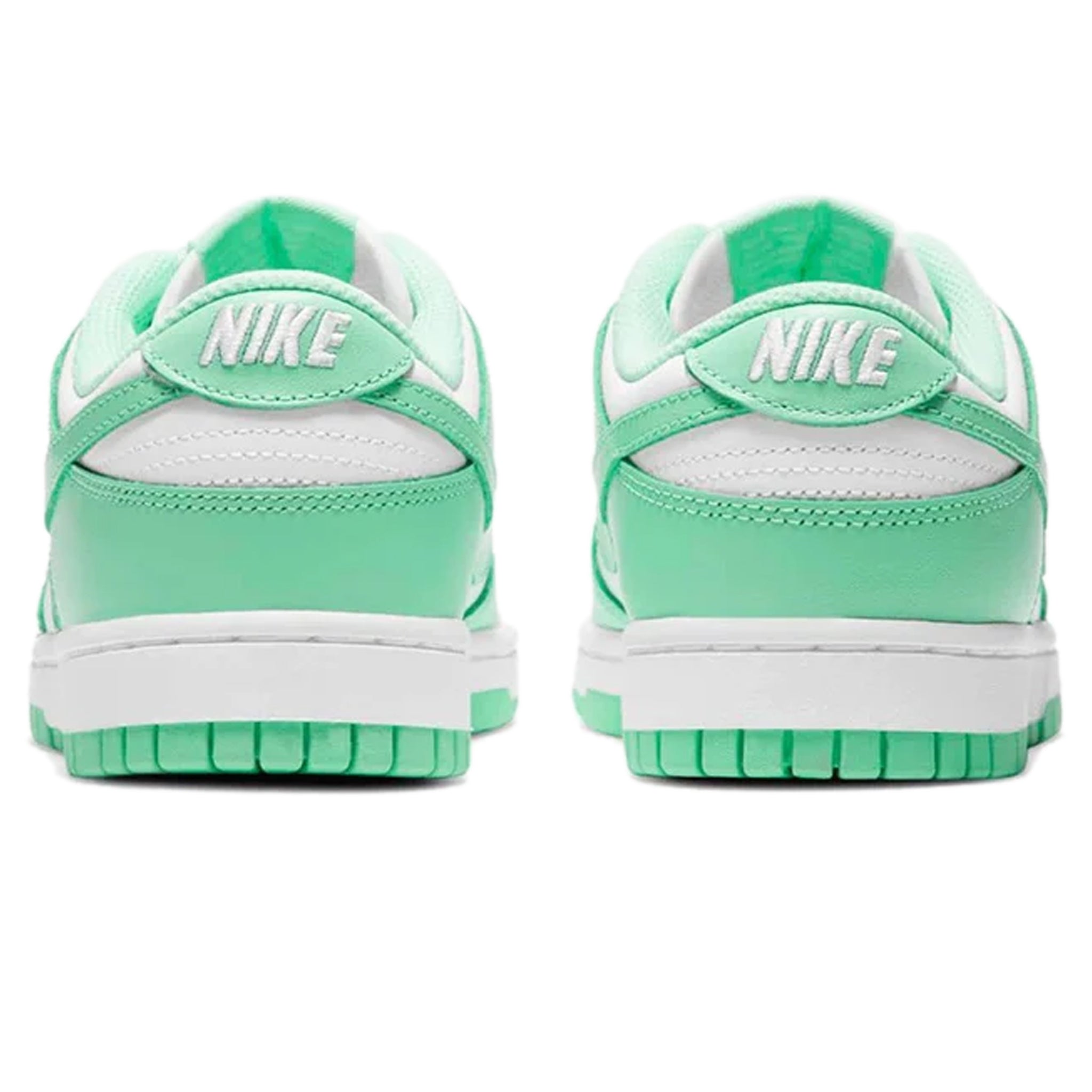 Heel view of Nike Dunk Low Green Glow (W) DD1503-105