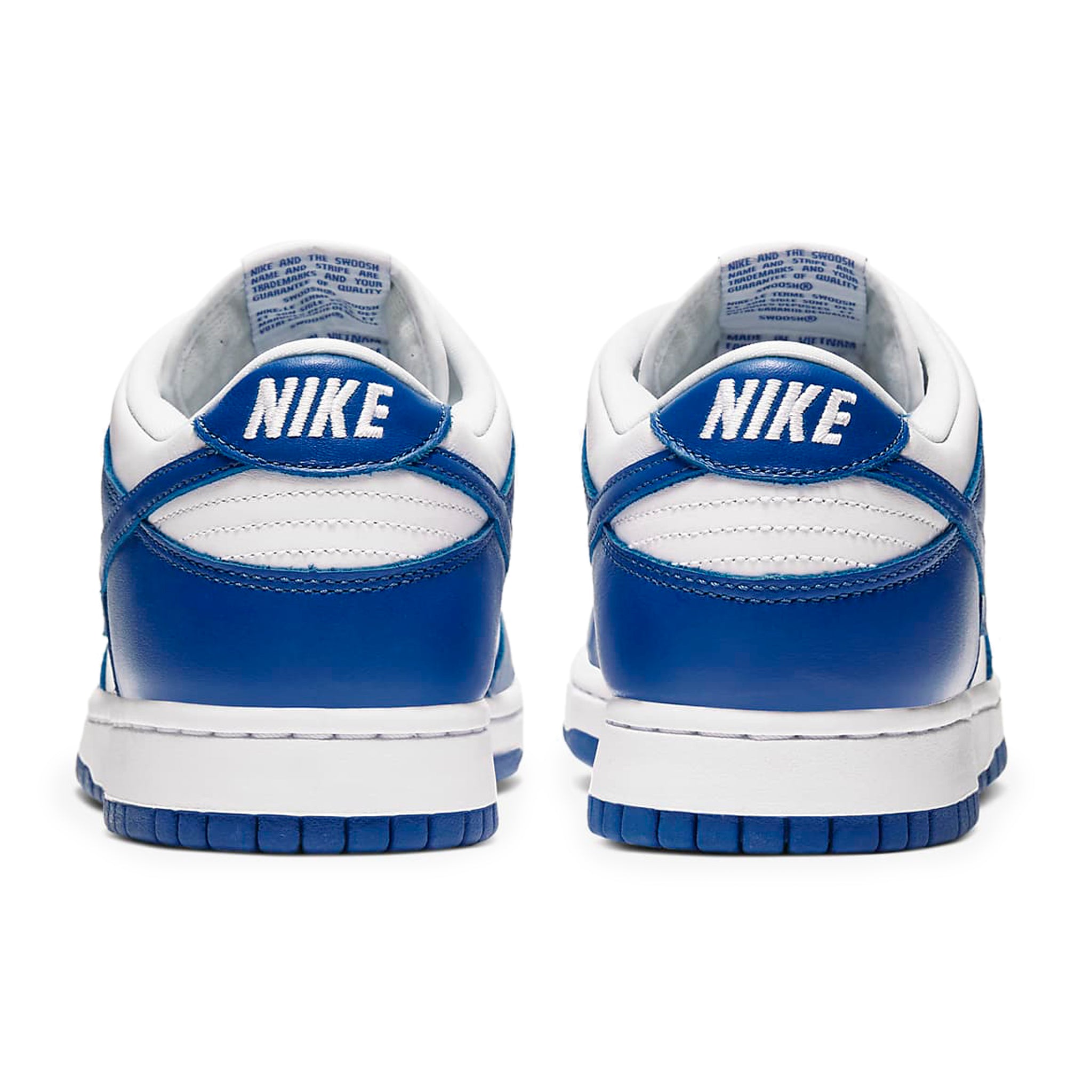 Heel view of Nike Dunk Low Kentucky (2020) CU1726-100