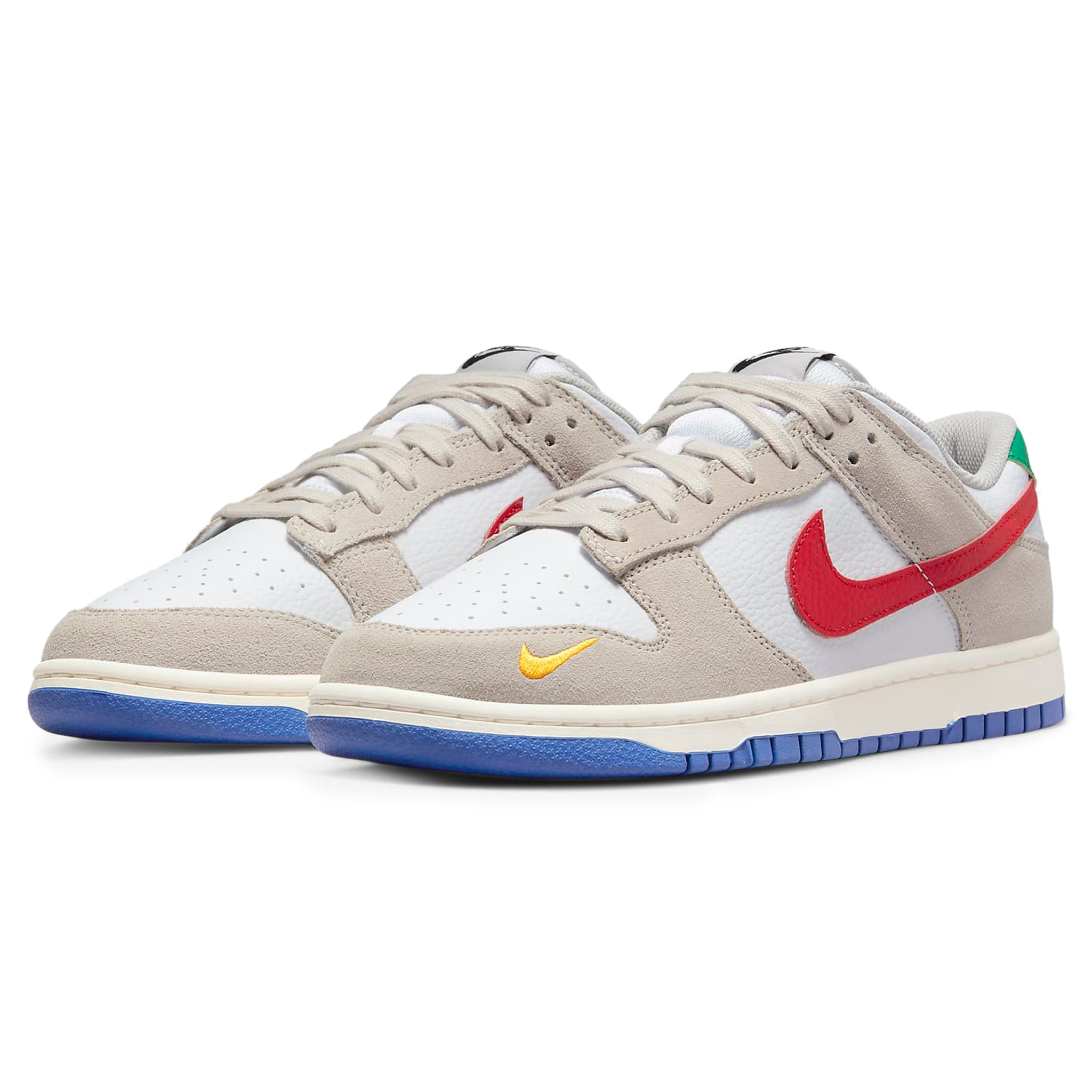 Front side view of Nike Dunk Low Light Iron Ore Red Blue DV3497-001