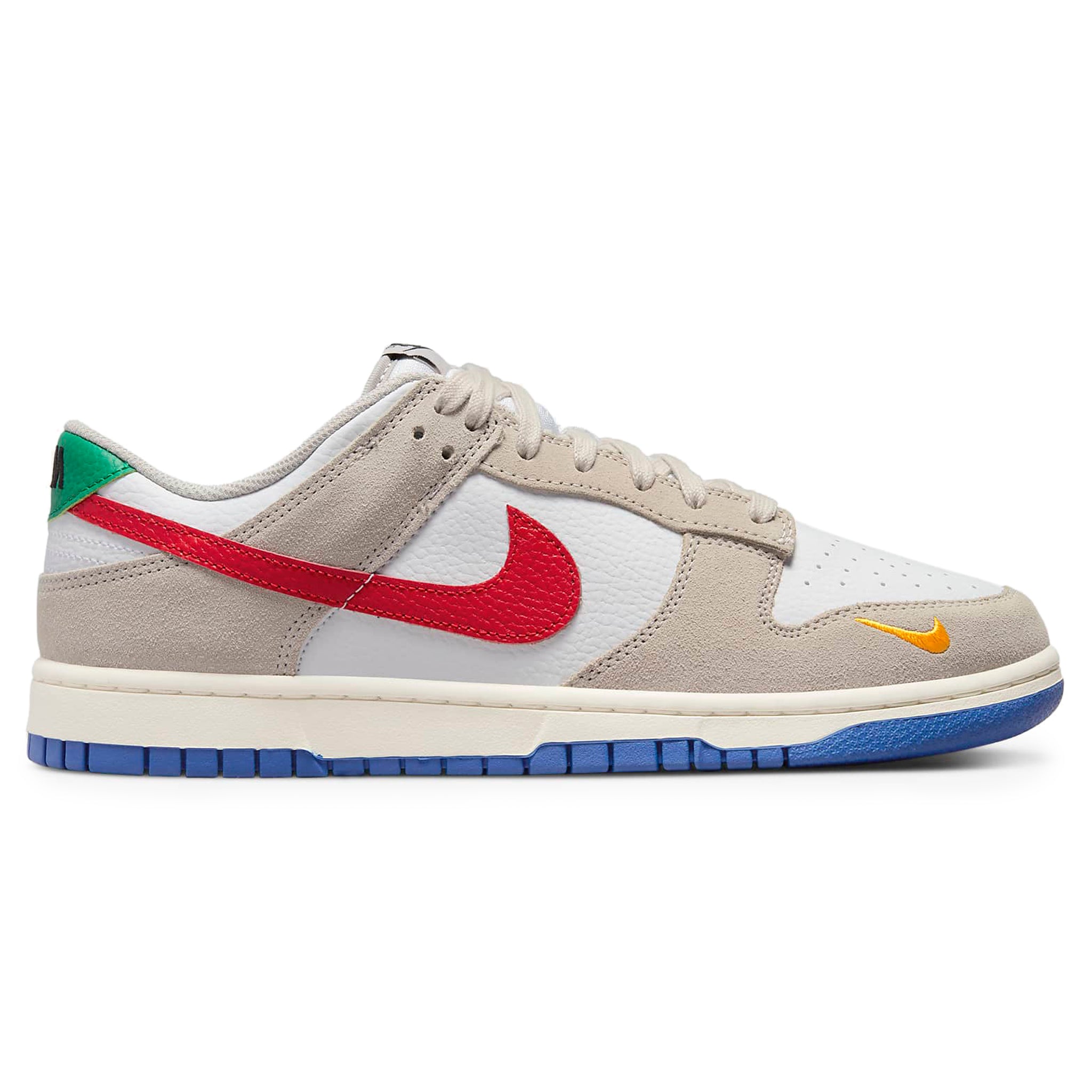 Side view of Nike Dunk Low Light Iron Ore Red Blue DV3497-001