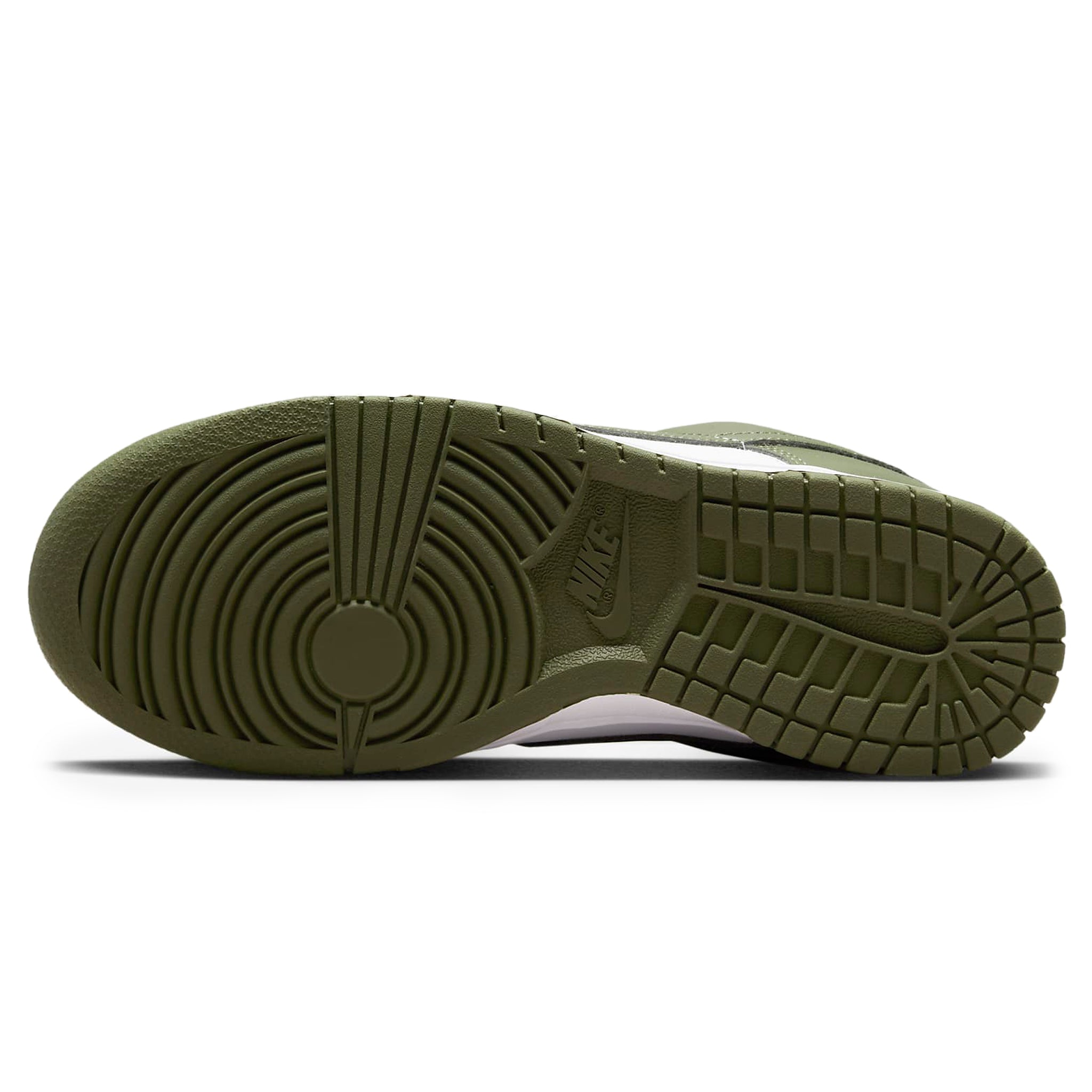 Sole view of Nike Dunk Low Medium Olive (W) DD1503-120