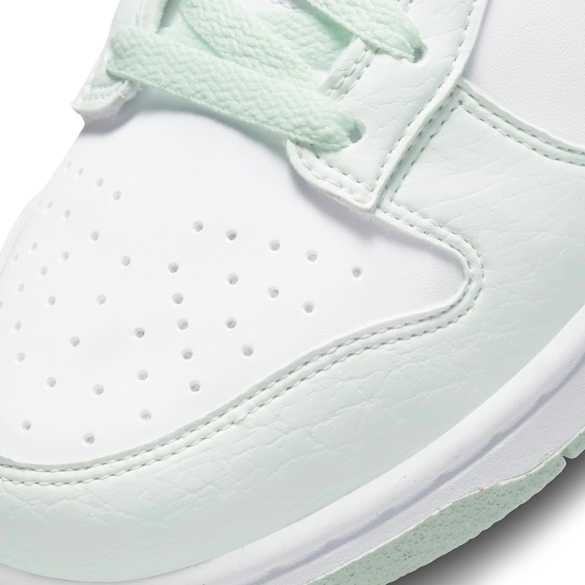 Toe box view of Nike Dunk Low Next Nature White Mint (W) DN1431-102