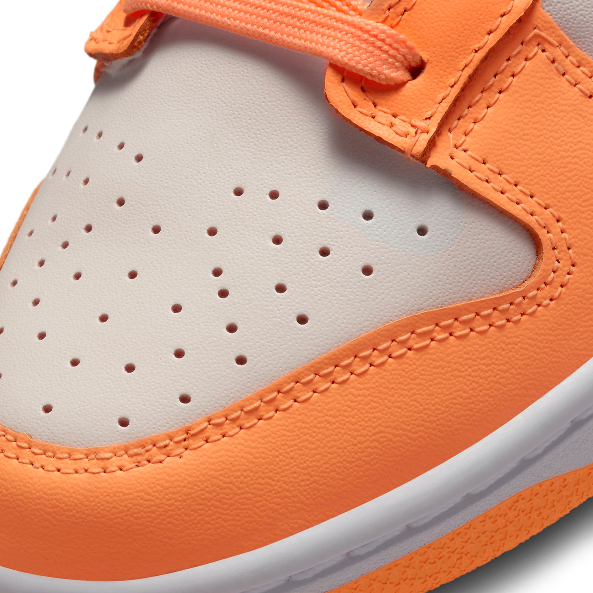 Toe box view of Nike Dunk Low Peach Cream (W) DD1503-801
