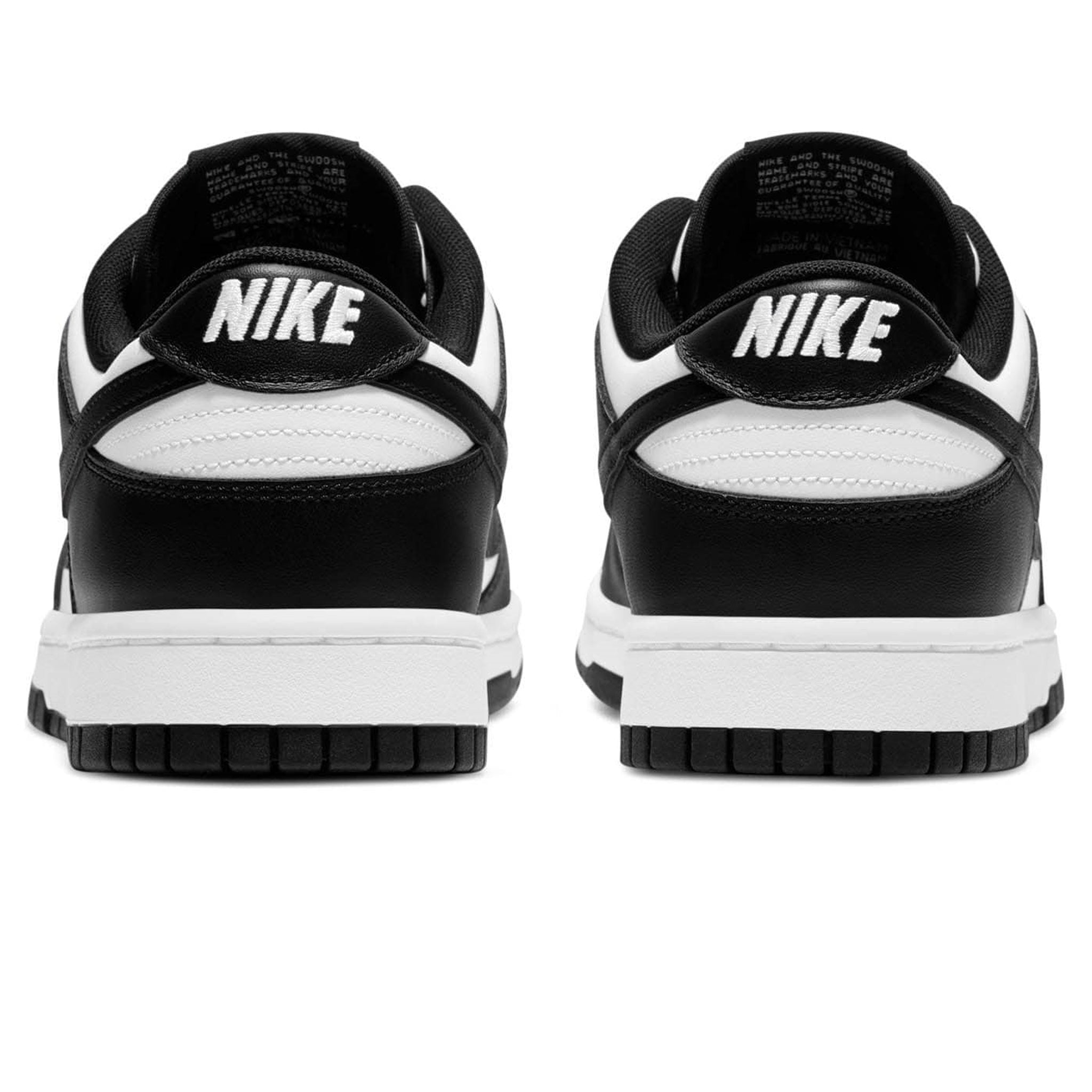 Heel view of Nike Dunk Low Retro Black 2021 DD1391-100