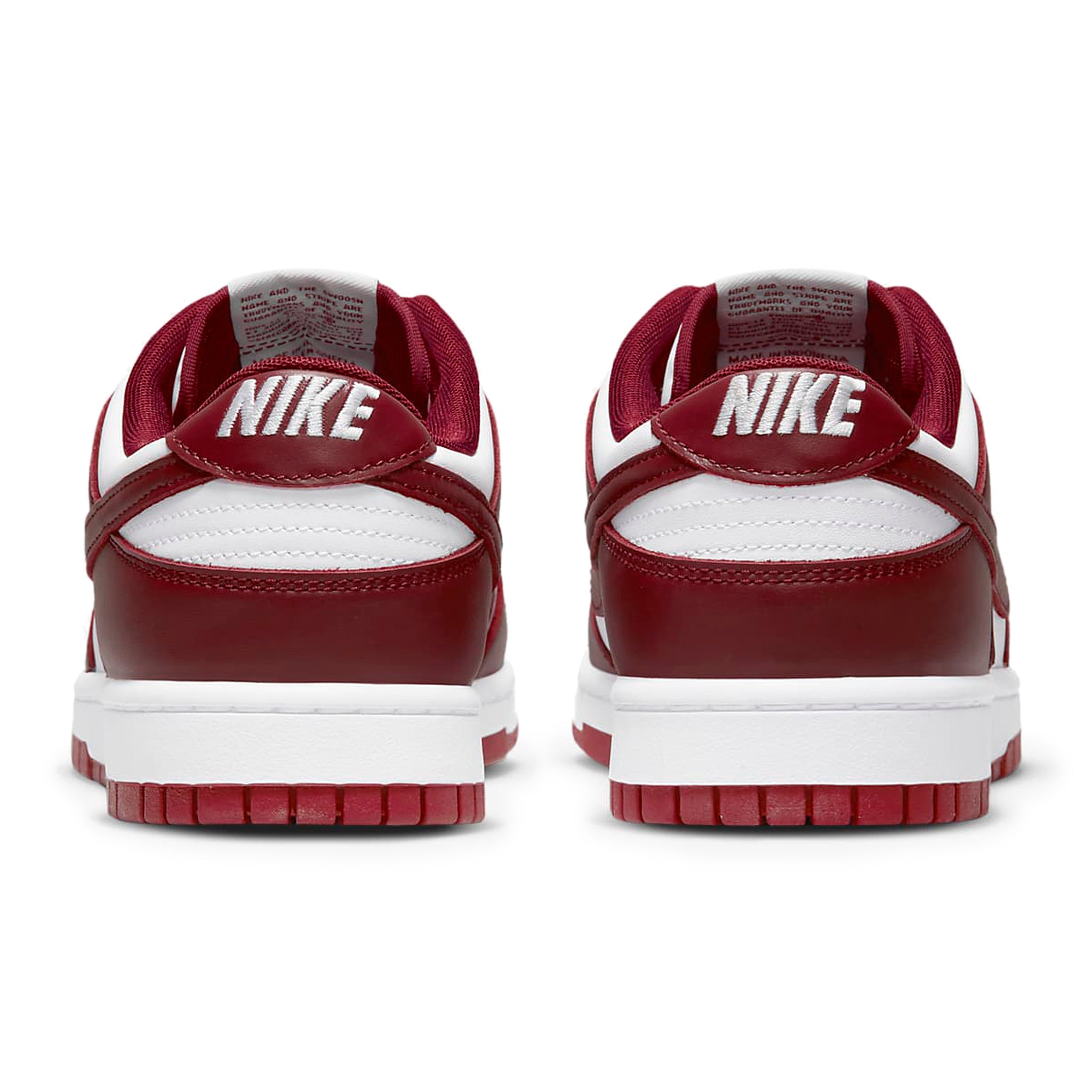 Heel view of Nike Dunk Low Team Red D1391-601