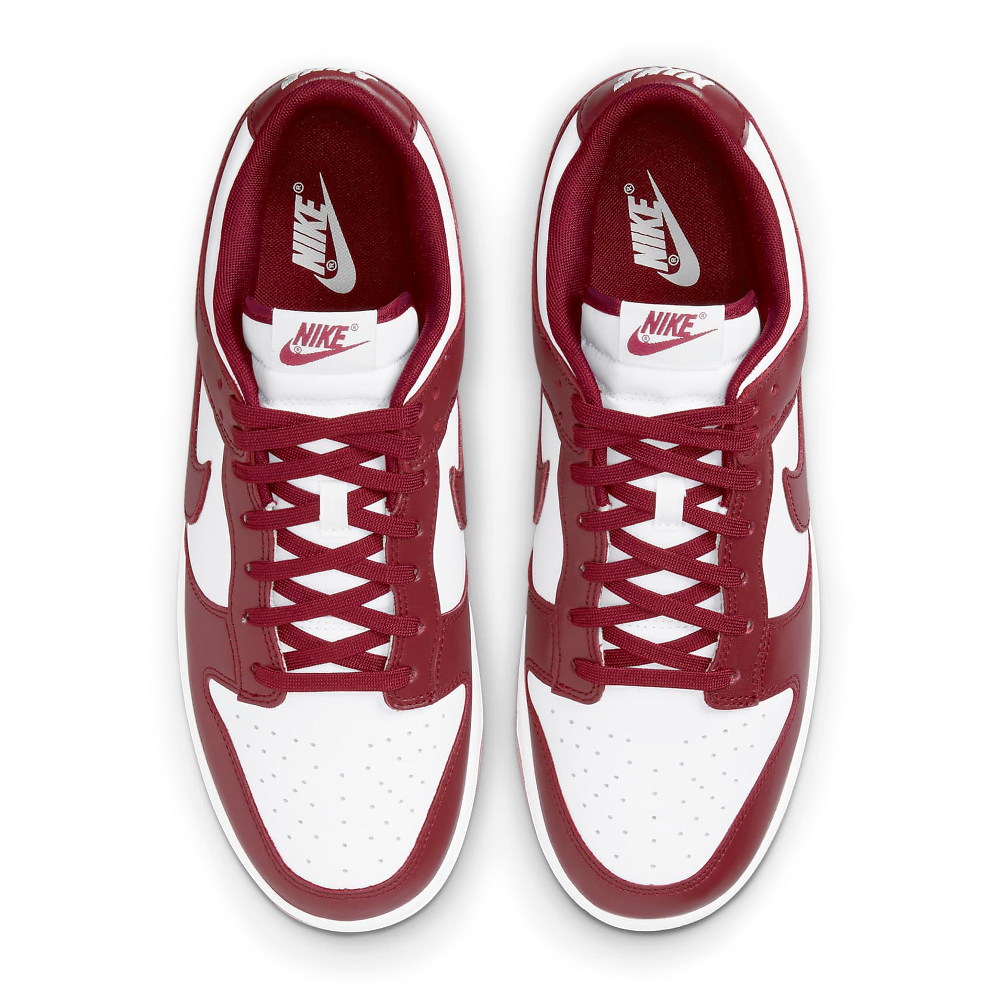 Top down view of Nike Dunk Low Team Red D1391-601