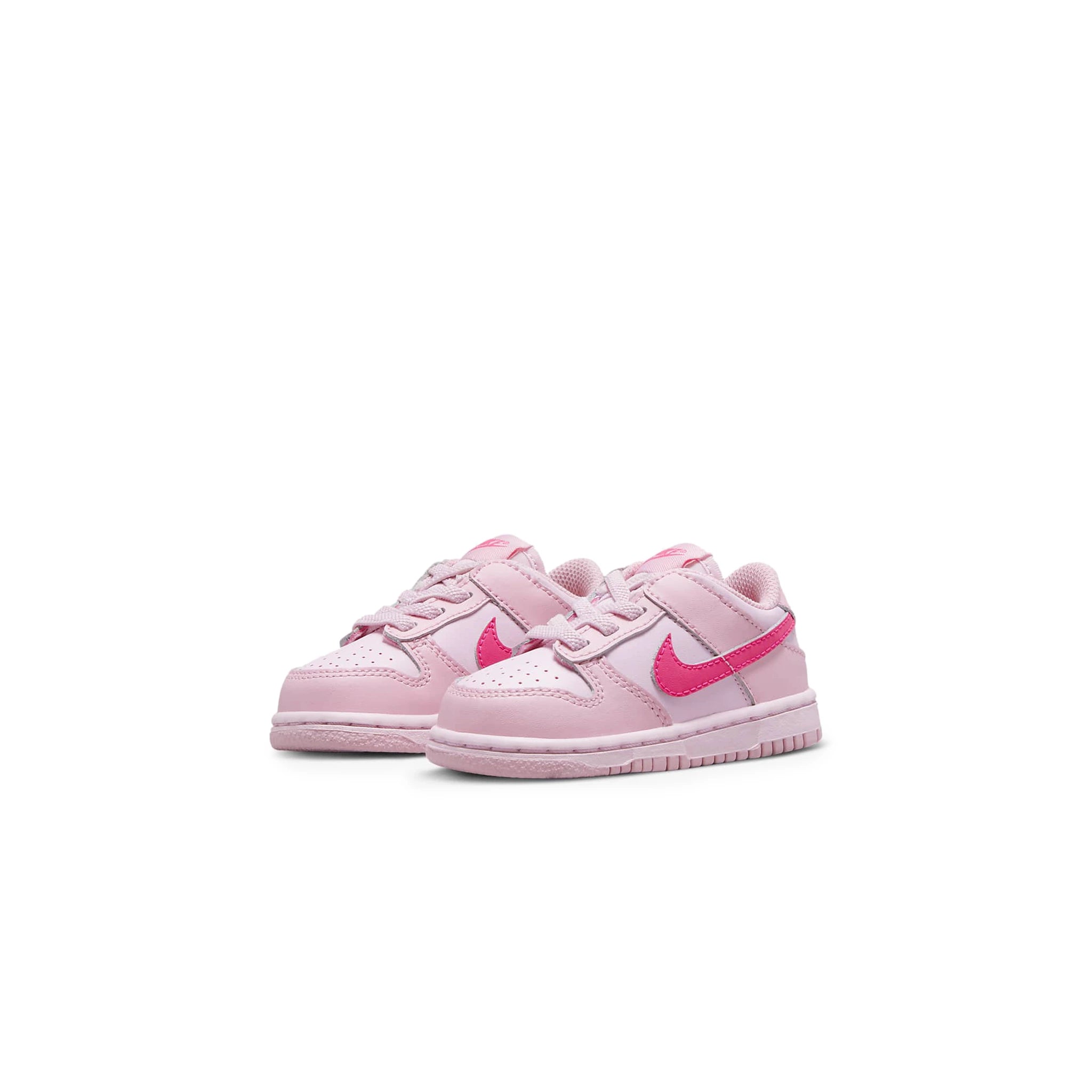 Front side view of Nike Dunk Low Triple Pink (TD) DH9761-600