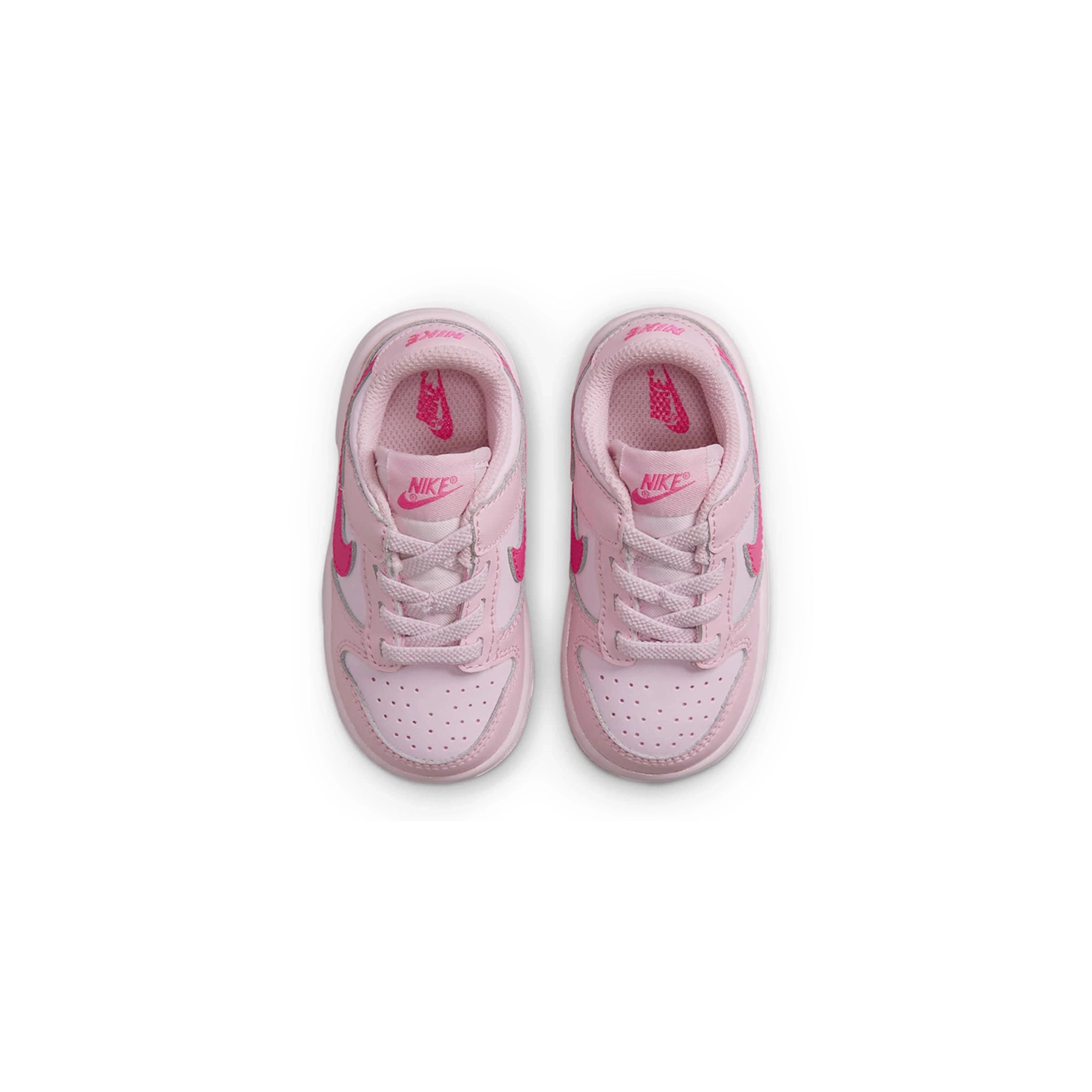 Top view of Nike Dunk Low Triple Pink (TD) DH9761-600