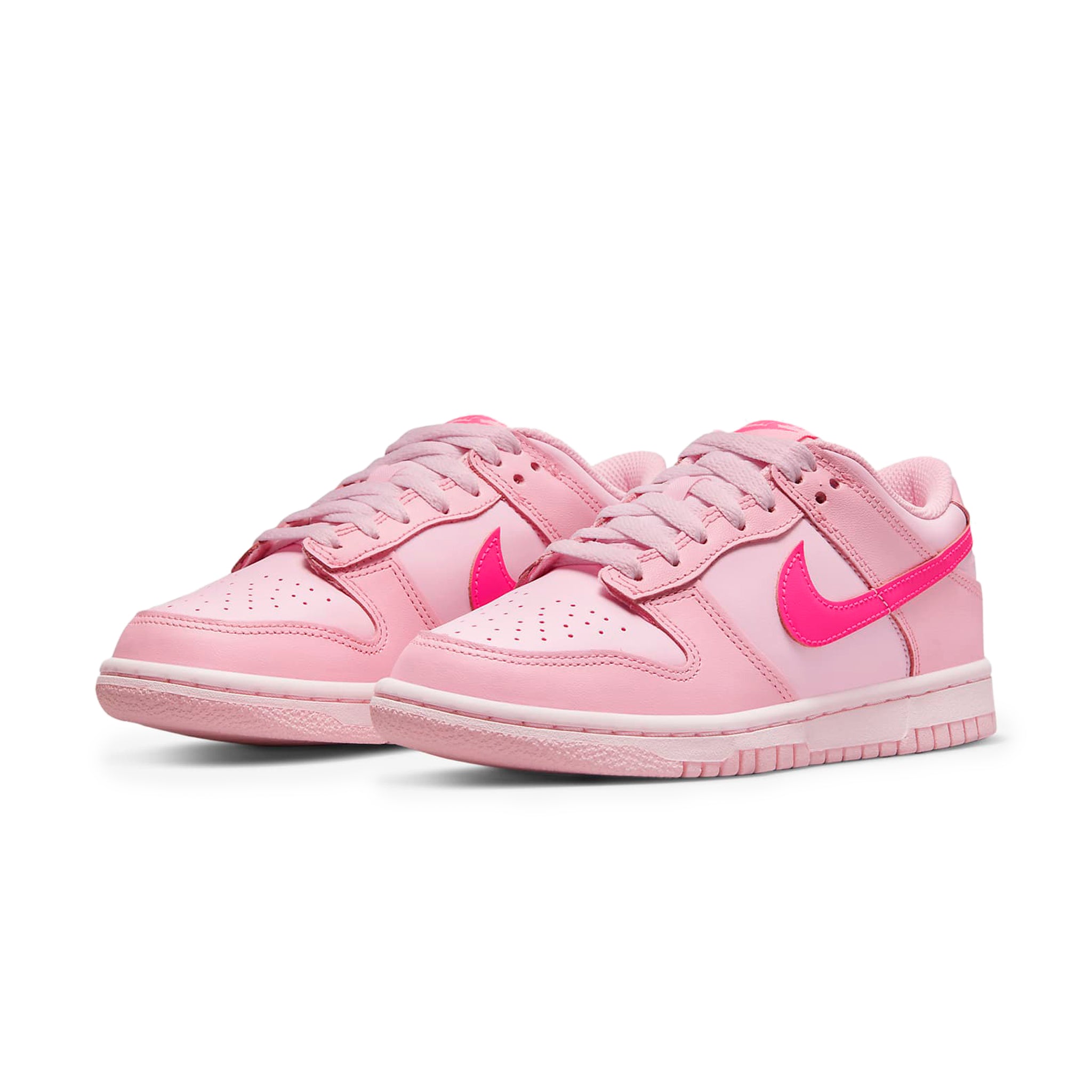 Front side view of Nike Dunk Low Triple Pink (GS) DH9765-600