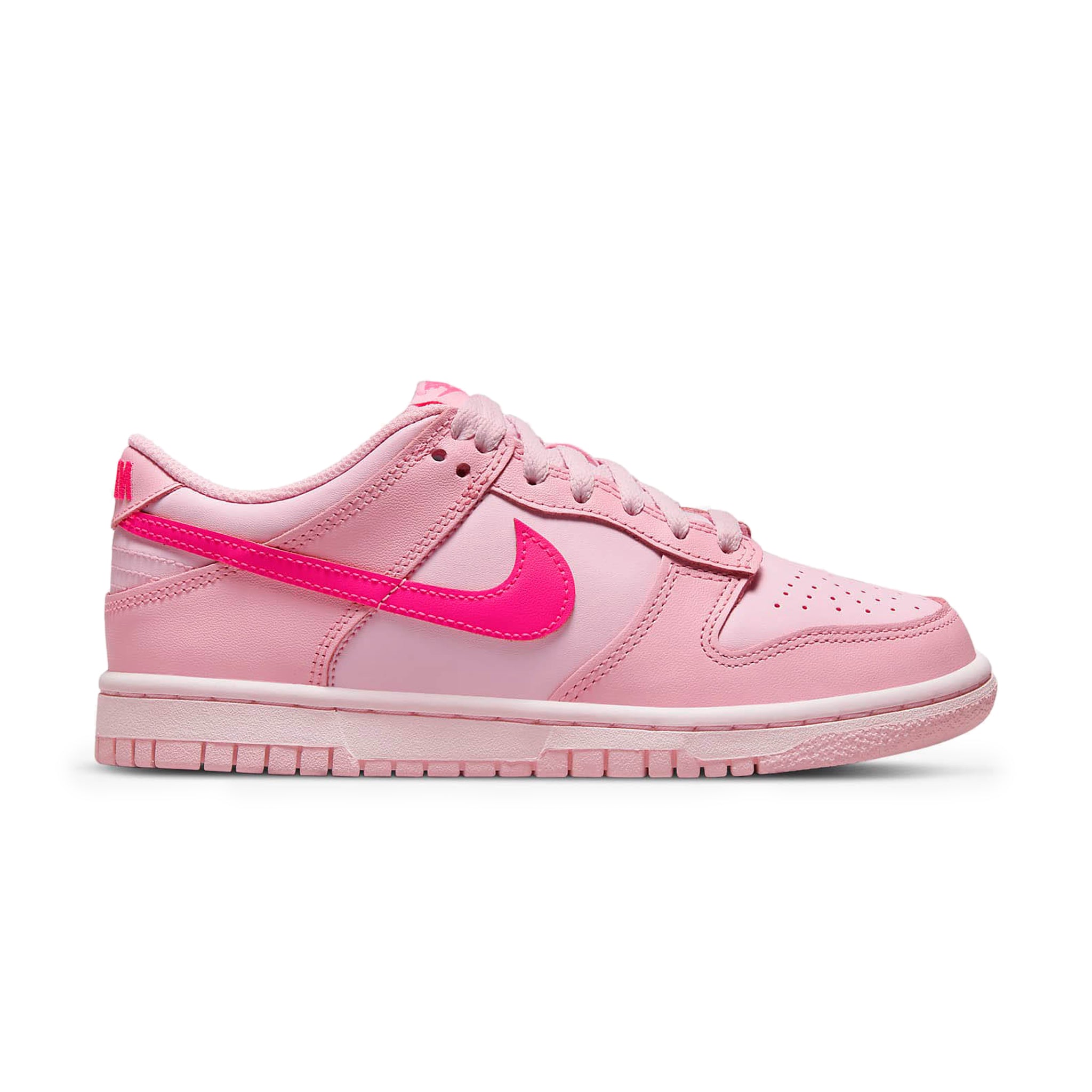 Side view of Nike Dunk Low Triple Pink (GS) DH9765-600