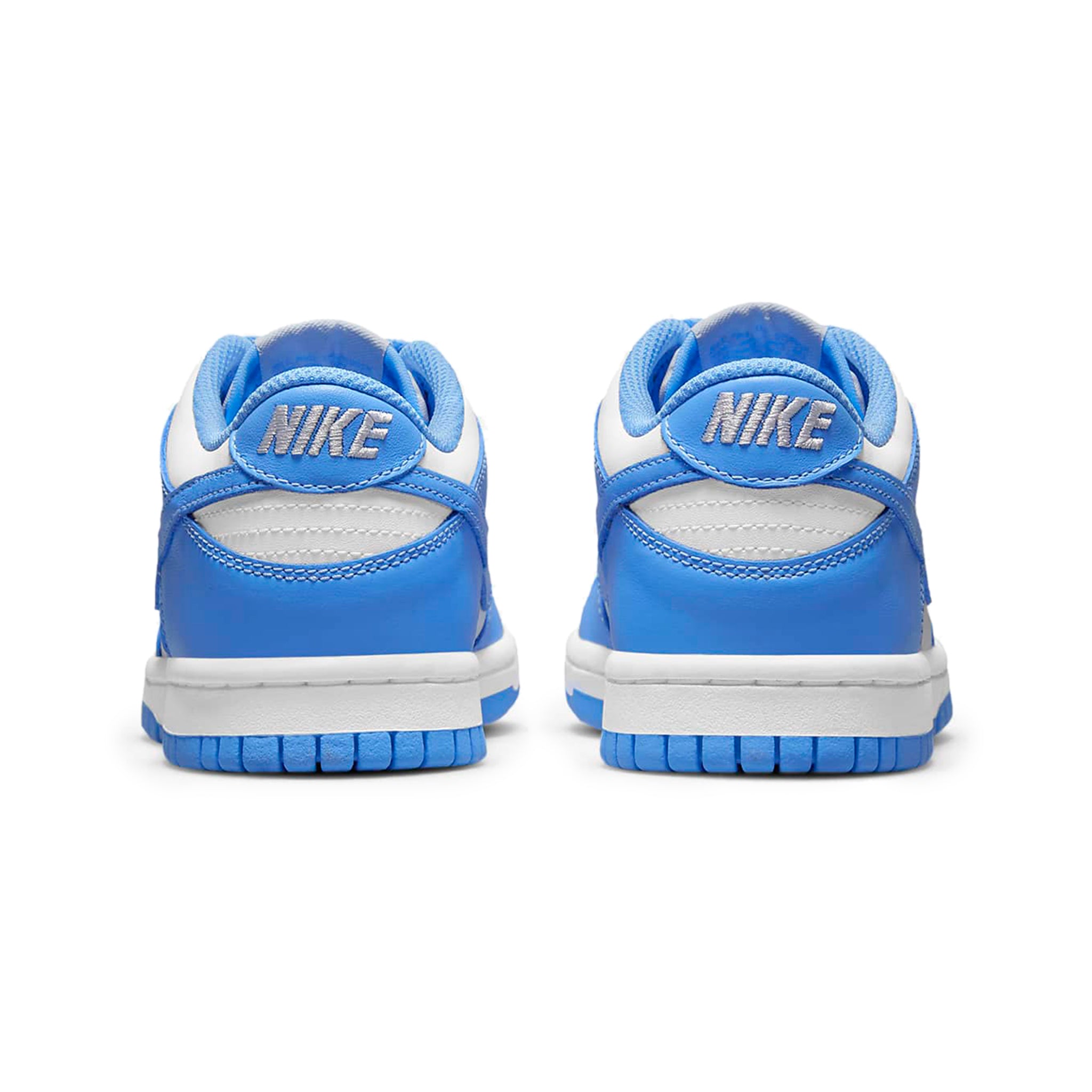 Heel view of Nike Dunk Low UNC (2021) (GS) CW1590-103