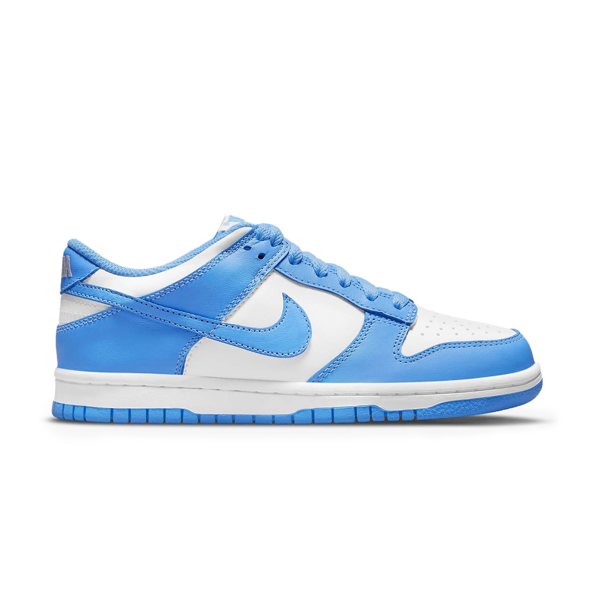 Side view of Nike Dunk Low UNC (2021) (GS) CW1590-103