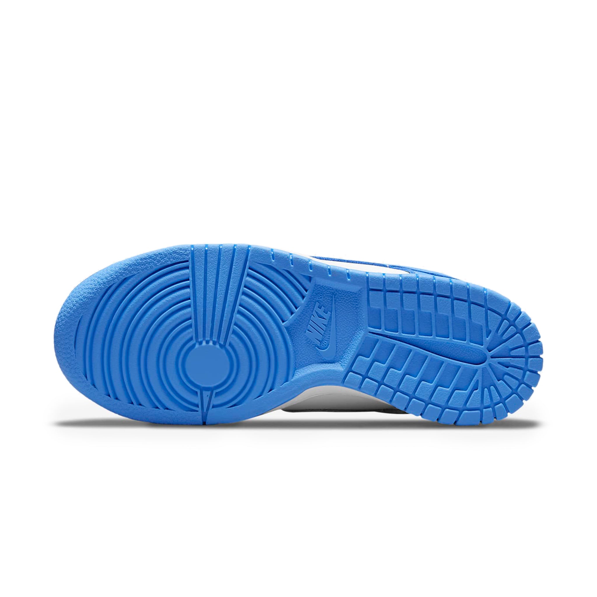 Sole view of Nike Dunk Low UNC (2021) (GS) CW1590-103