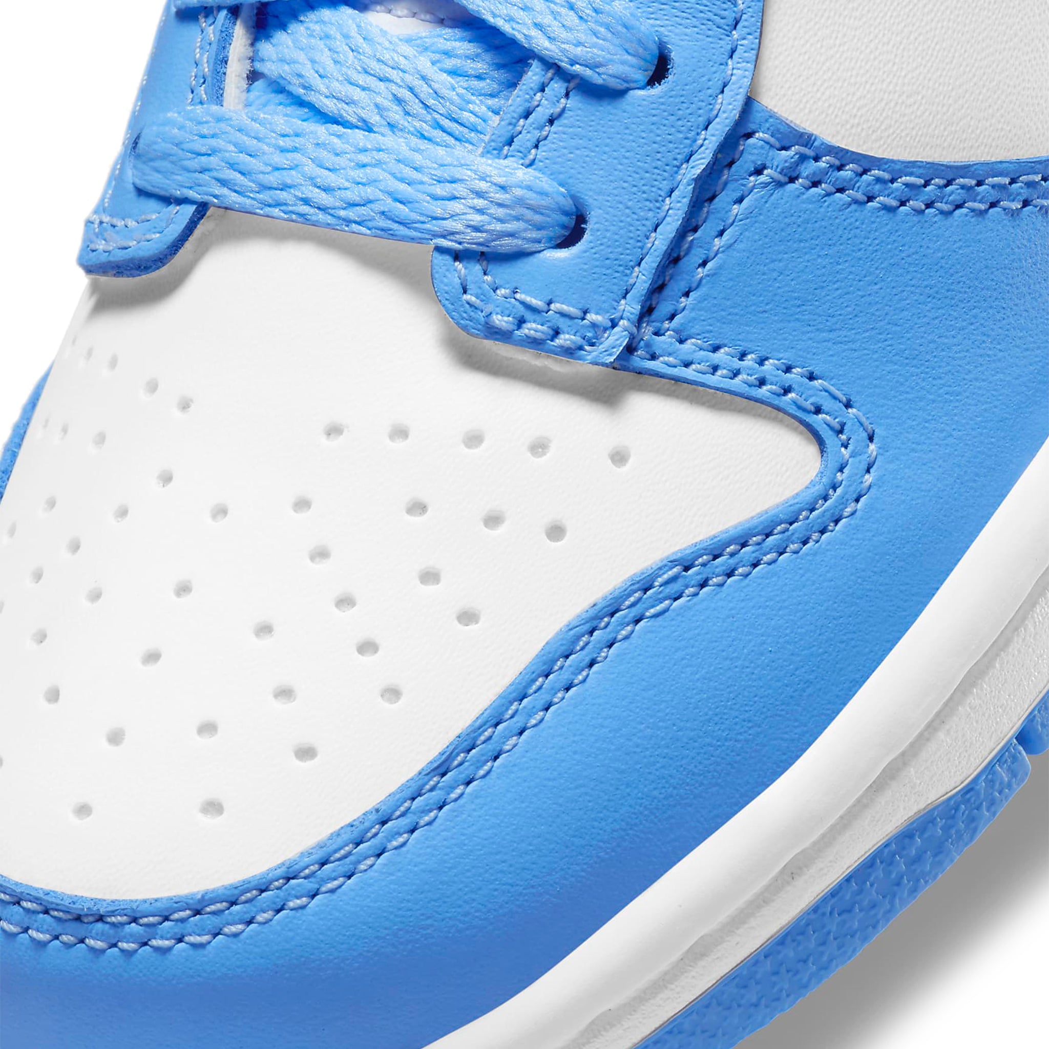 Toe box view of Nike Dunk Low UNC (2021) (GS) CW1590-103