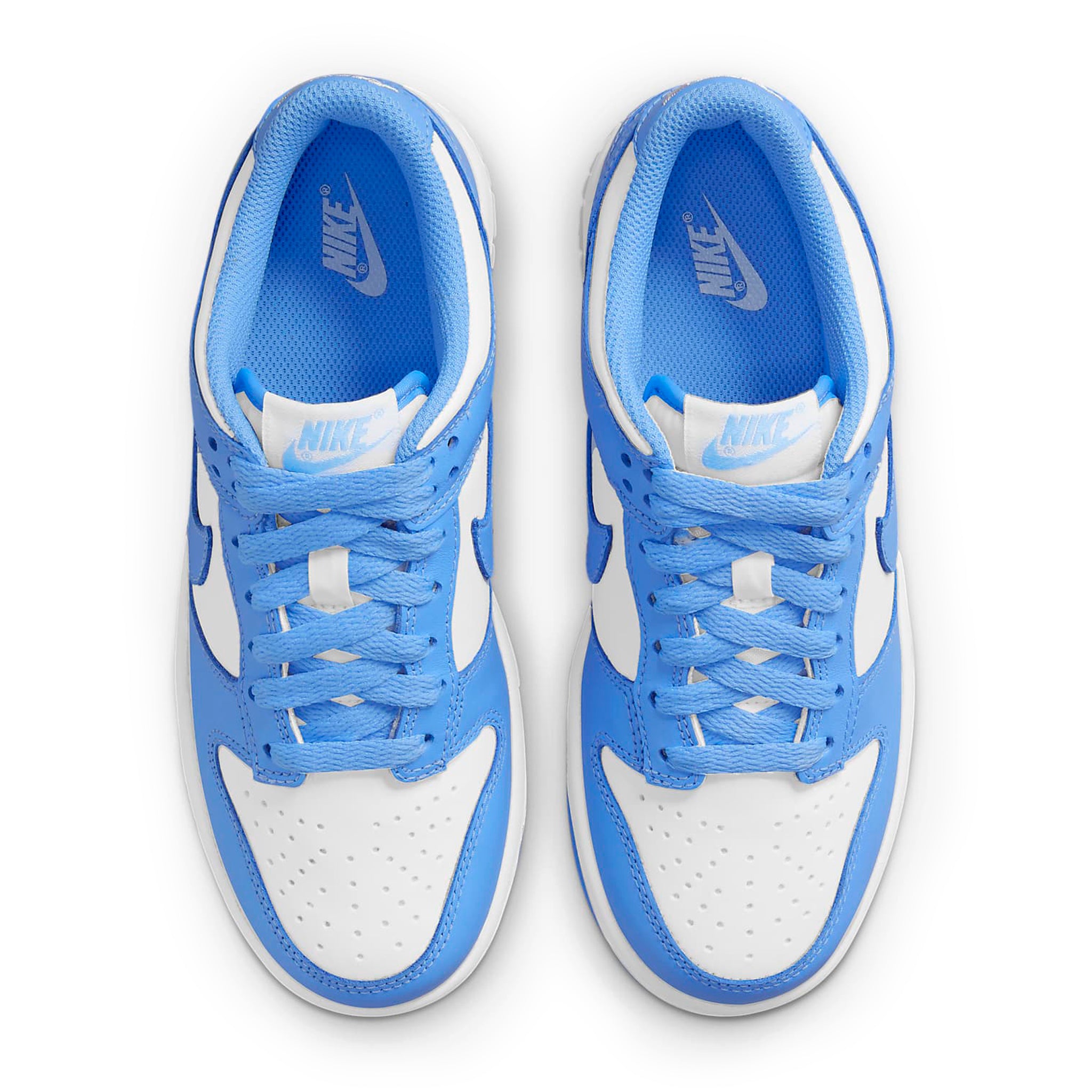 Top down view of Nike Dunk Low UNC (2021) (GS) CW1590-103
