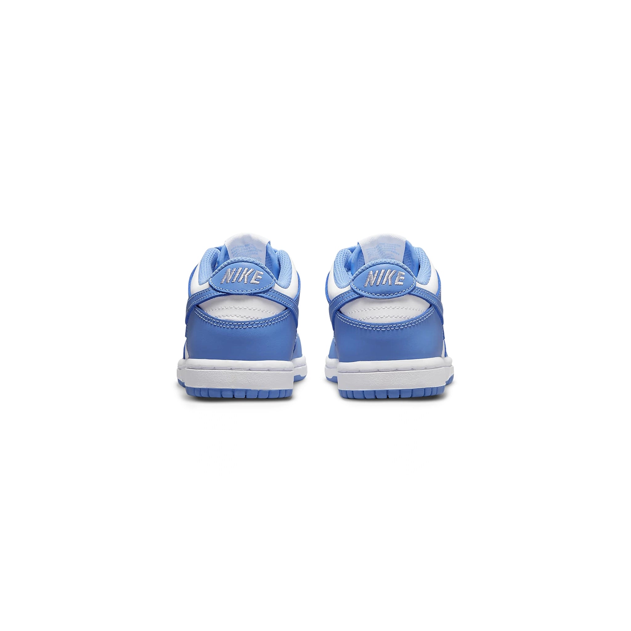 Back view of Nike Dunk Low UNC (2021) (PS) CW1588-103