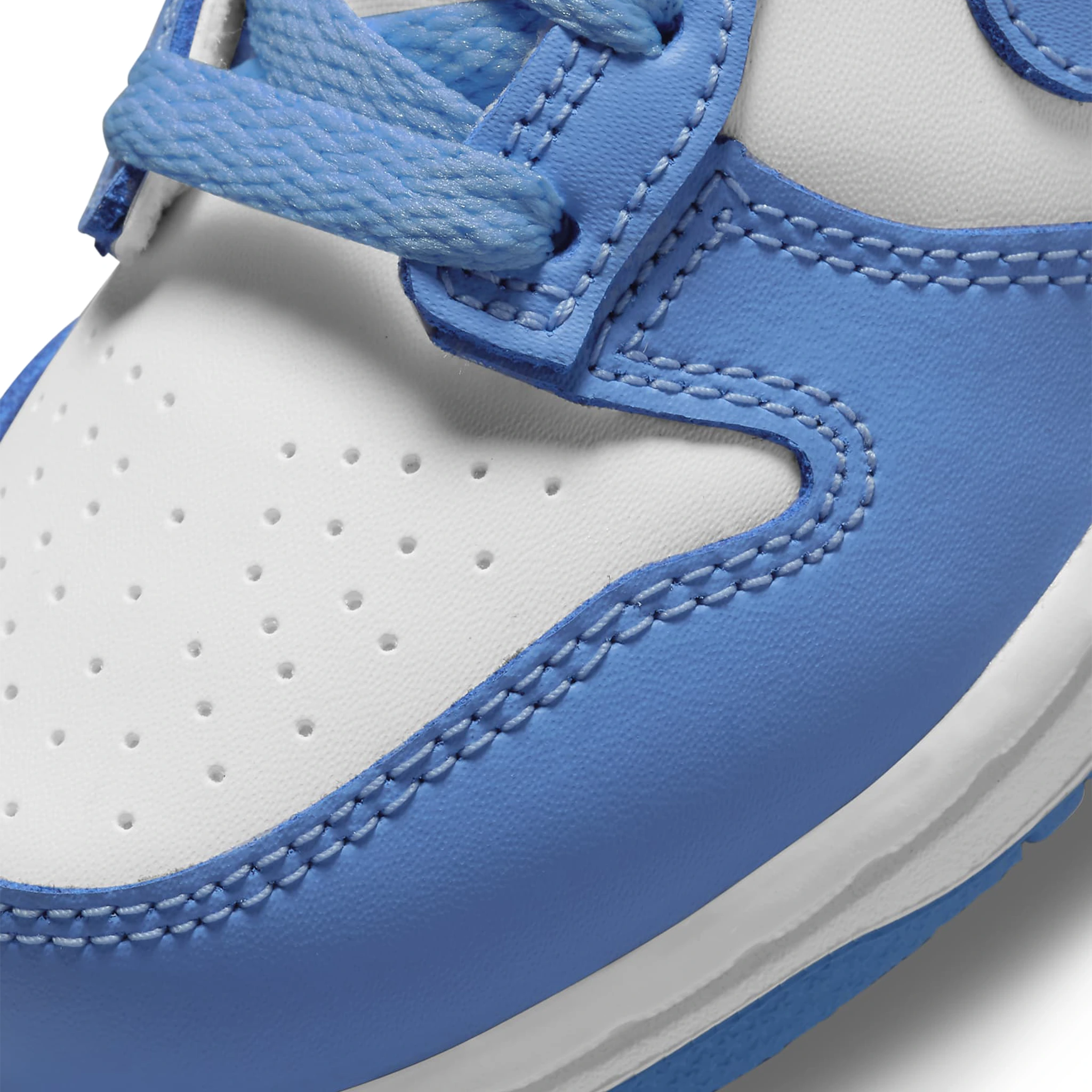 Toe box view of Nike Dunk Low UNC (2021) (PS) CW1588-103