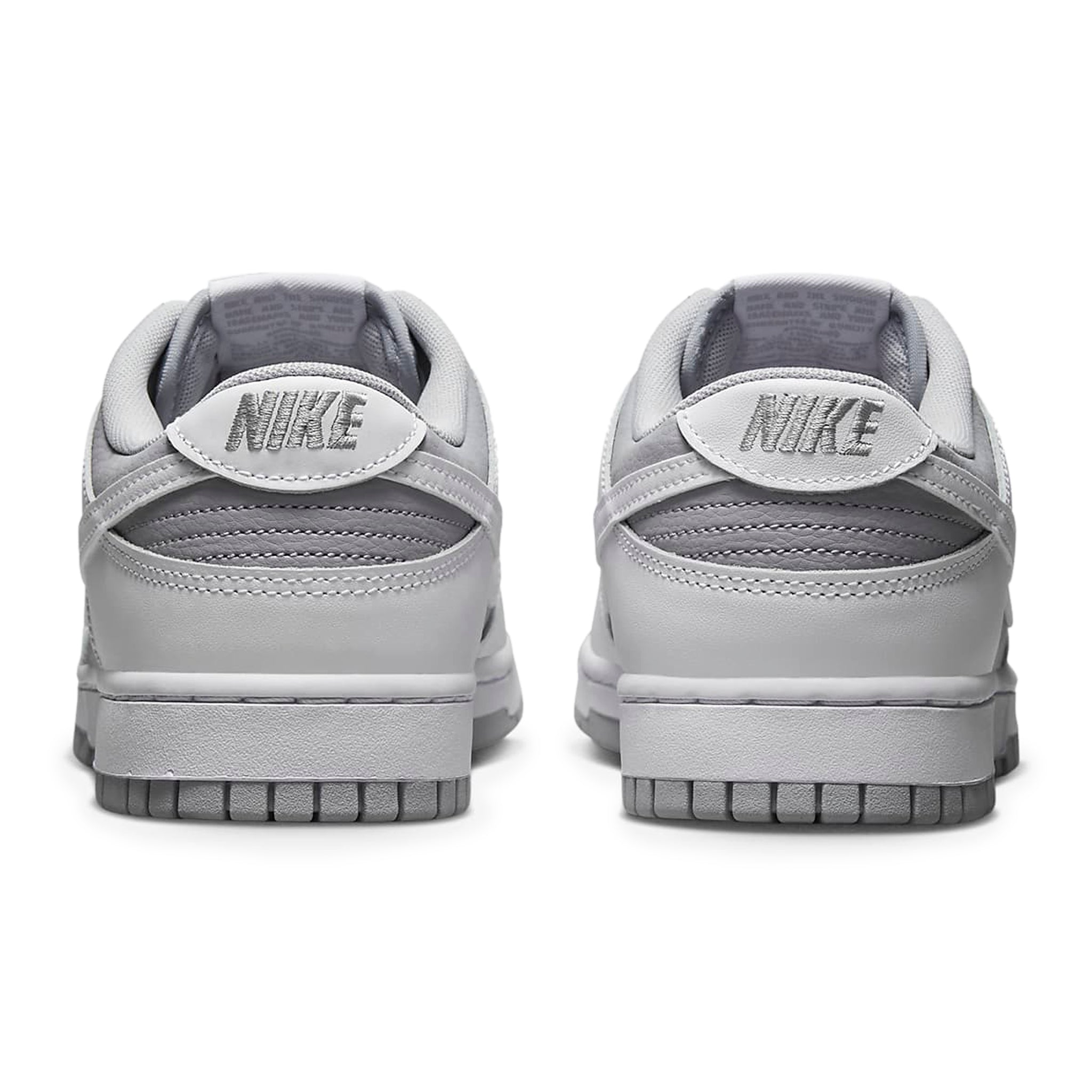 Heel view of Nike Dunk Low White Neutral Grey DJ6188-003