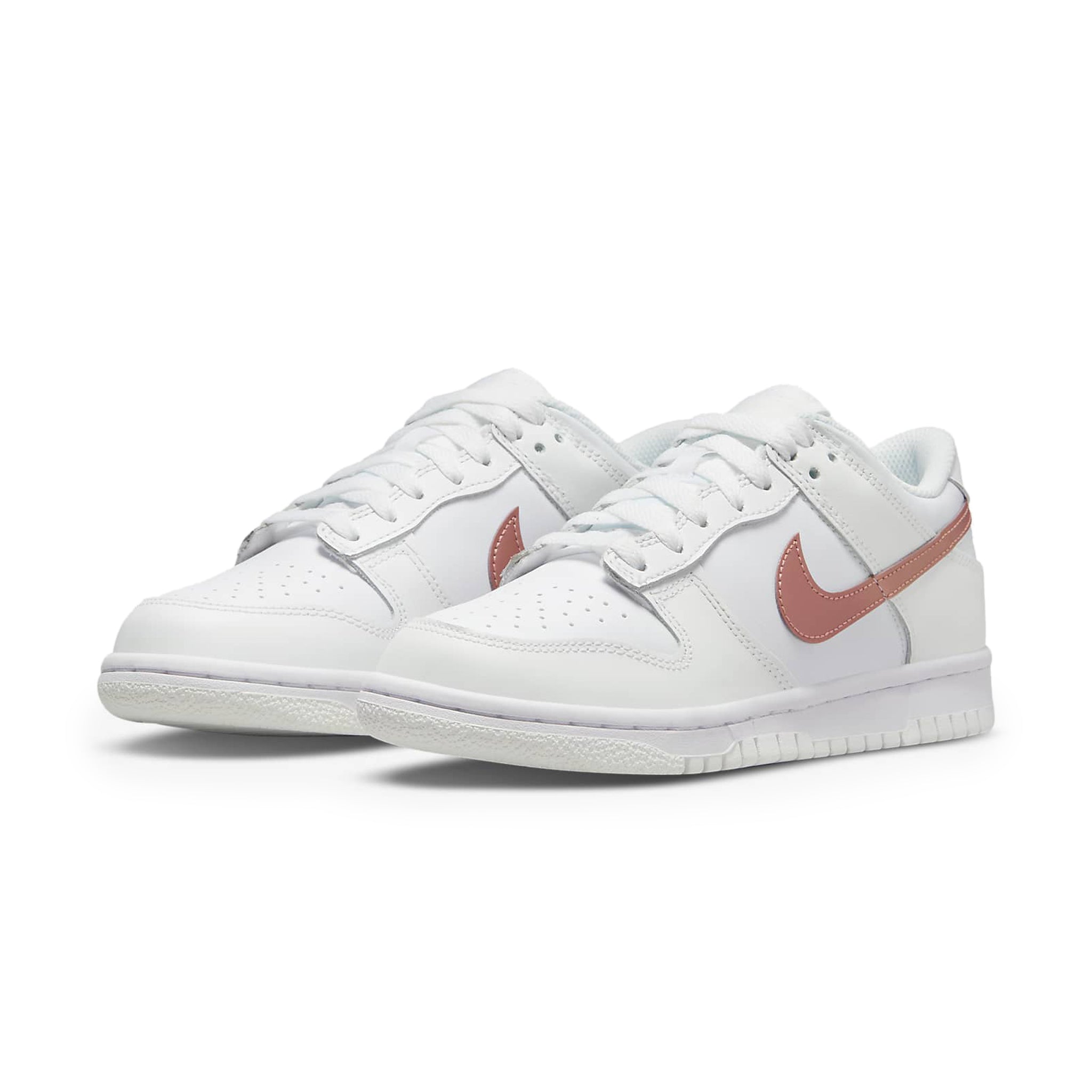 Front side view of Nike Dunk Low White Pink (GS) DH9765-100
