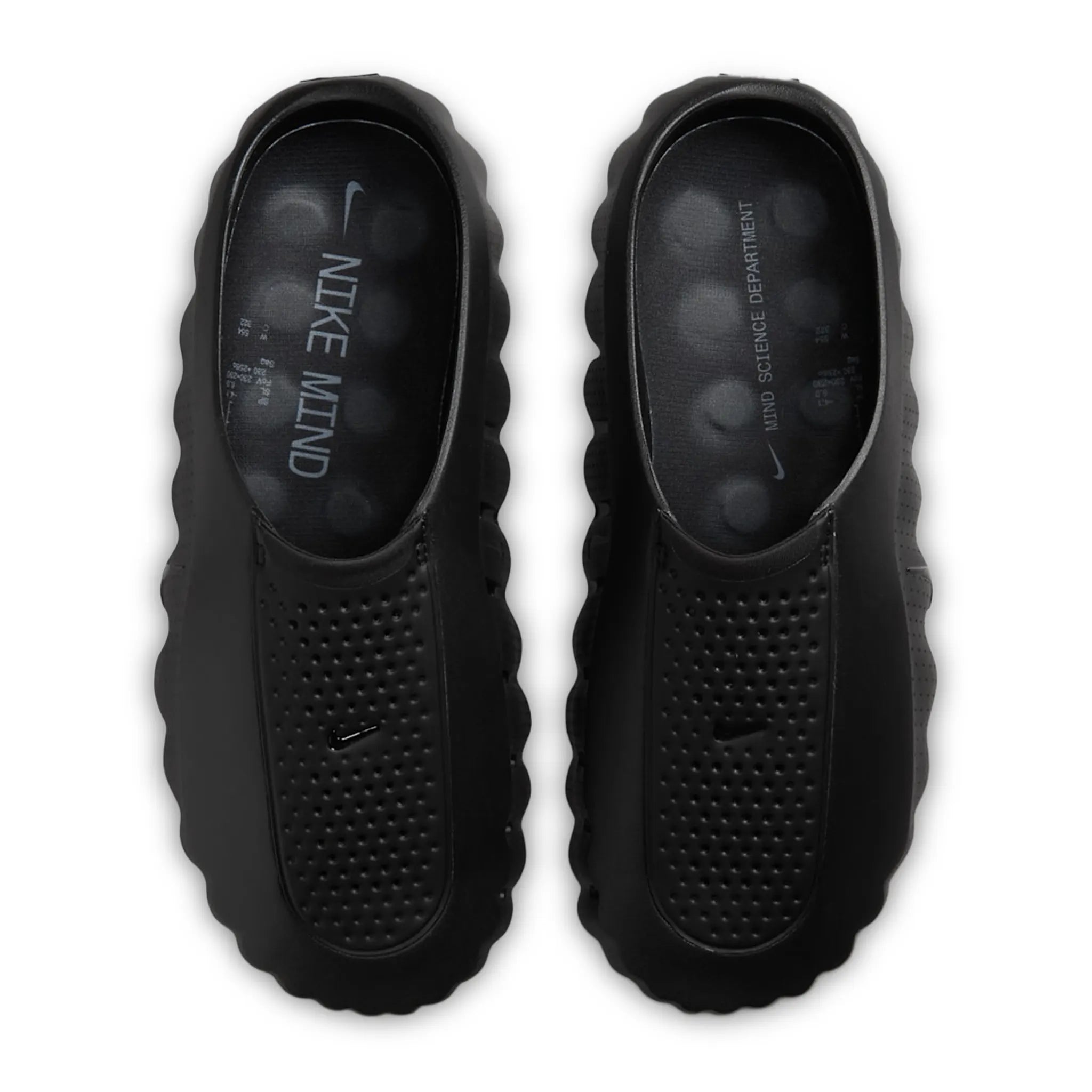 Upper View of Nike Mind 001 Pregame Black Cool Grey Anthracite Mules HQ4307-005