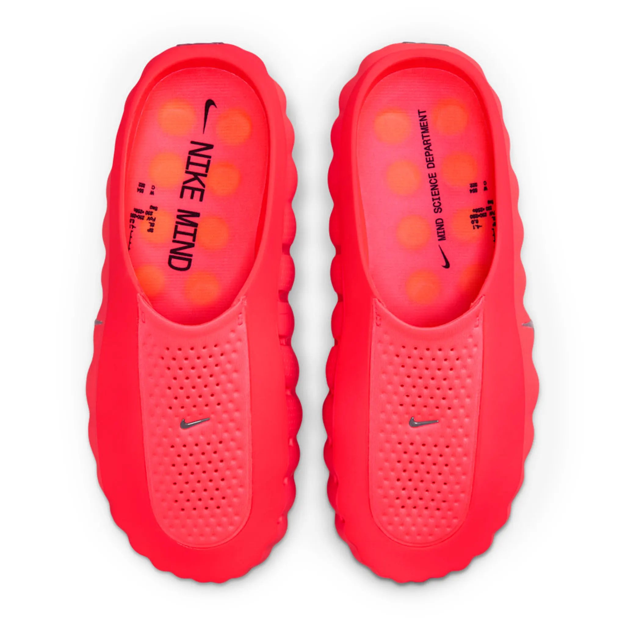 Upper View of Nike Mind 001 Pregame Solar Red Mules HQ4307-600