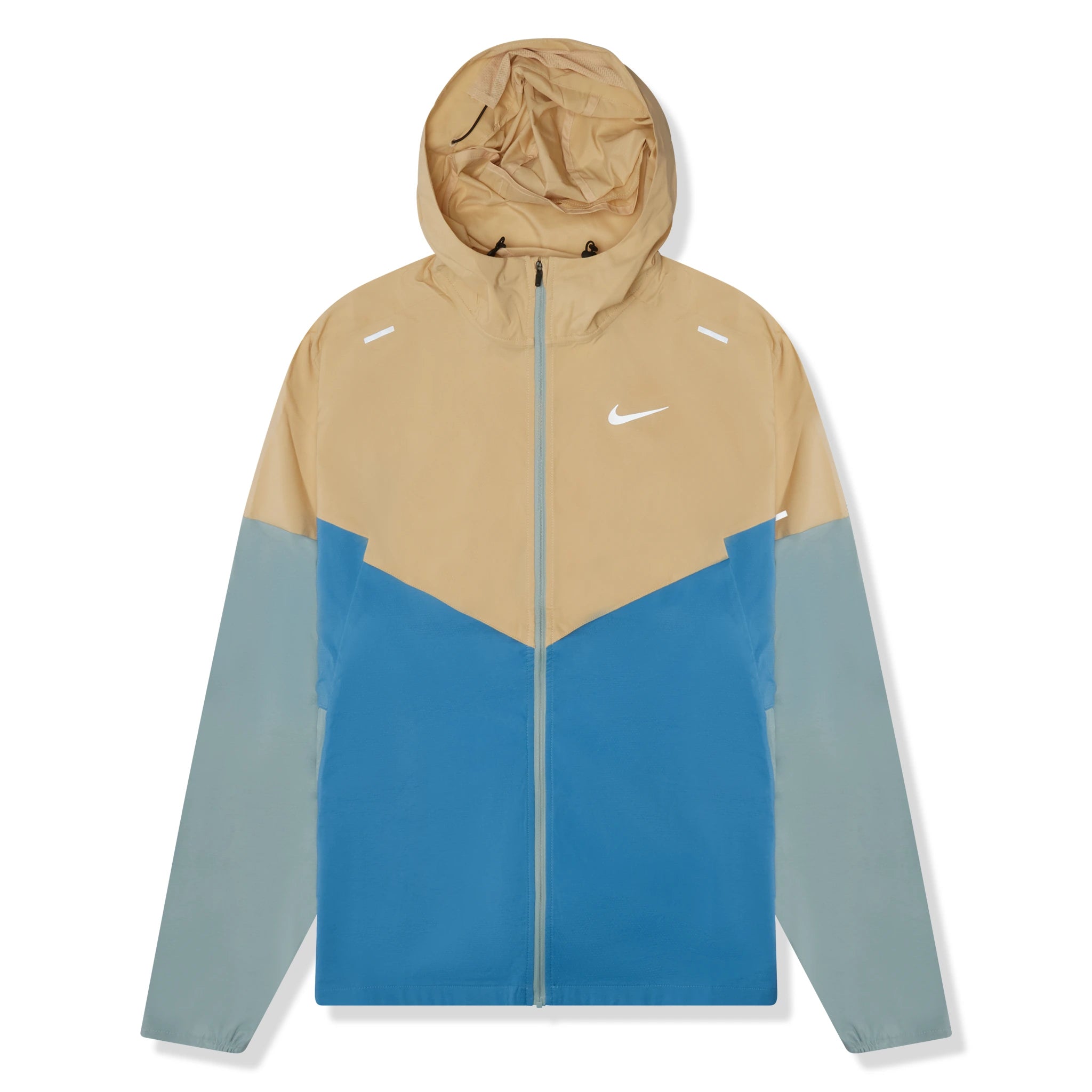 Front view of Nike Repel Packable Beige Blue Windrunner Jacket CZ9071-252