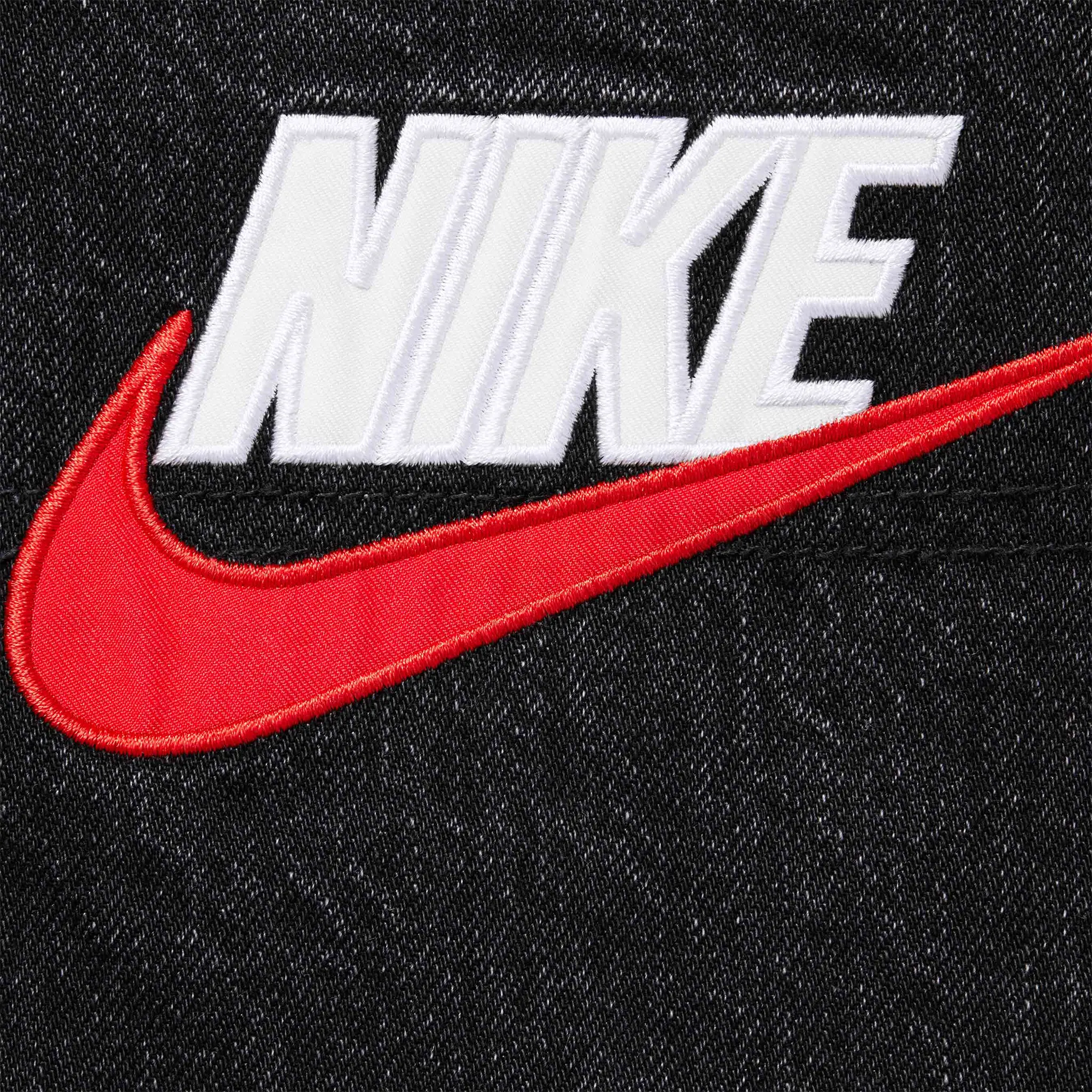 Detail view of Nike Supreme Denim Black Shorts