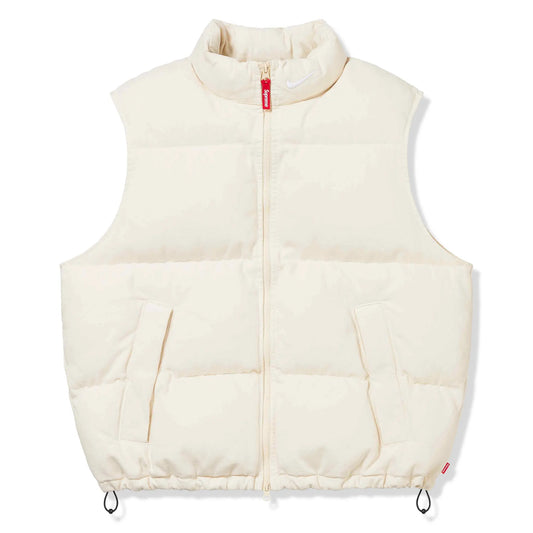 Front view of Nike Supreme Denim Puffer Vest Natural White