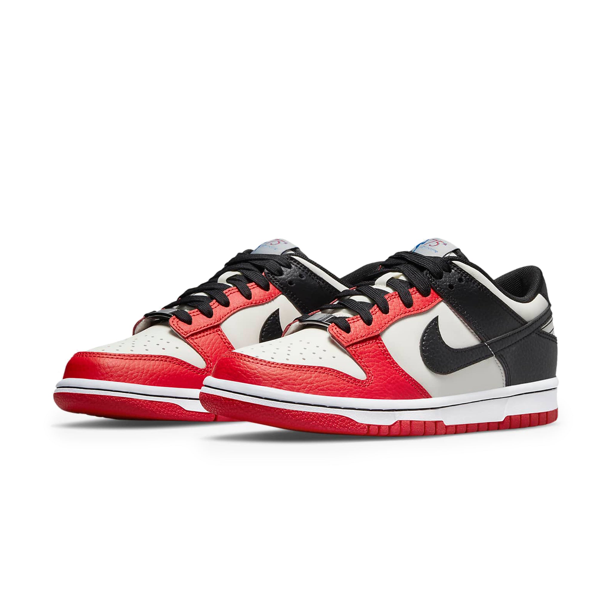 Front side view of Nike X NBA Dunk Low EMB 75TH Anniversary Chicago (GS) DO6288-100