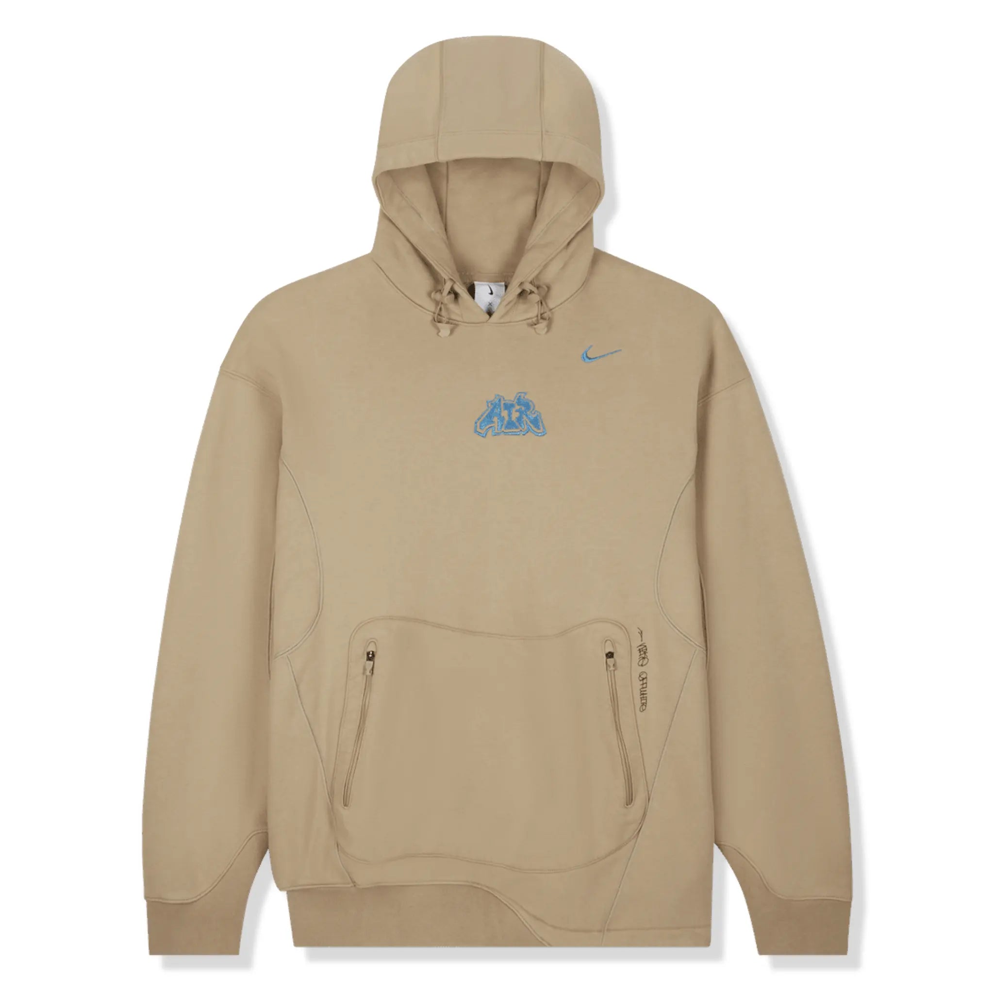 Front View of Nike x Off-White 006 Fleece Beige Hoodie DN1759-247