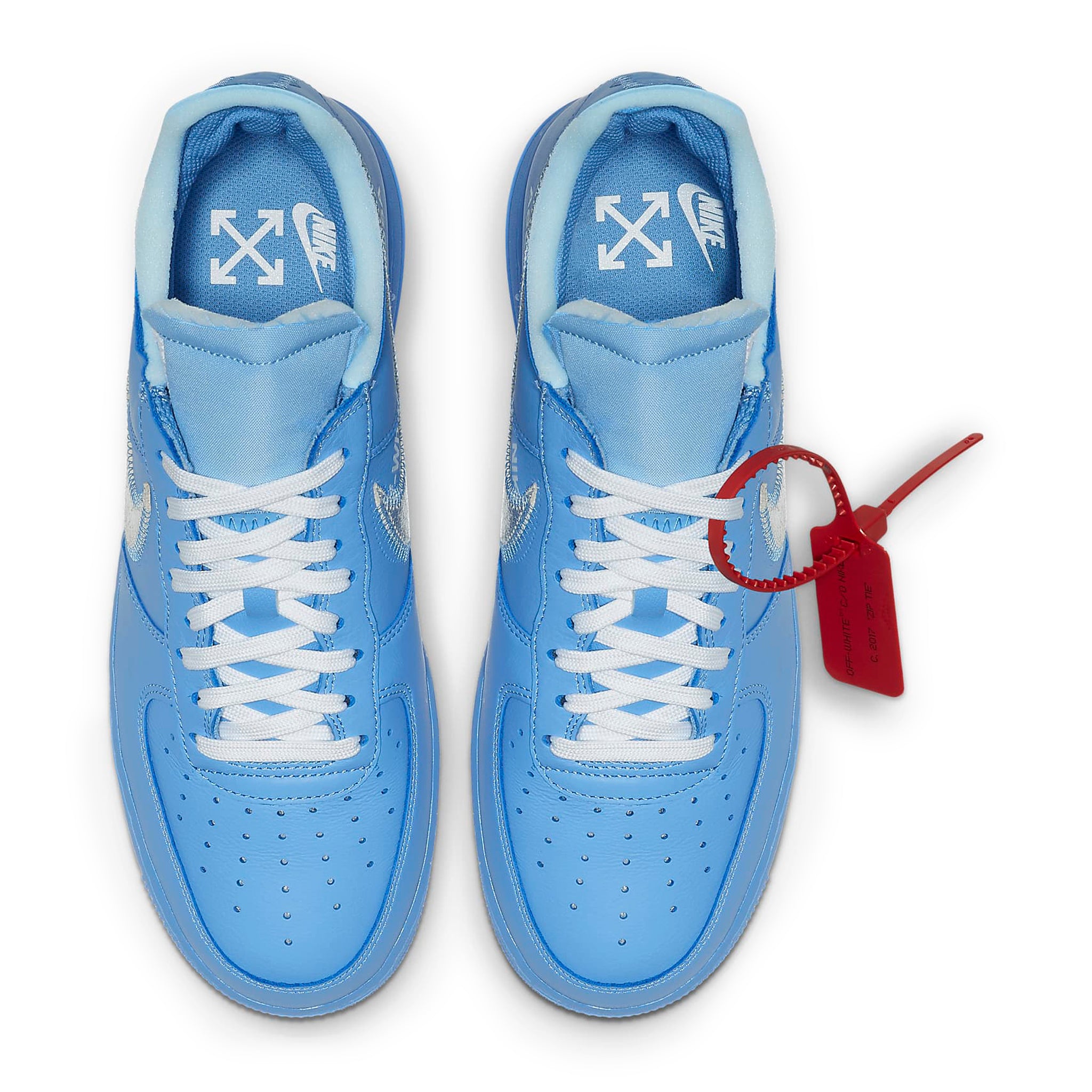 Top down view of Nike x Off White Air Force 1 Low MCA University Blue CI1173-400