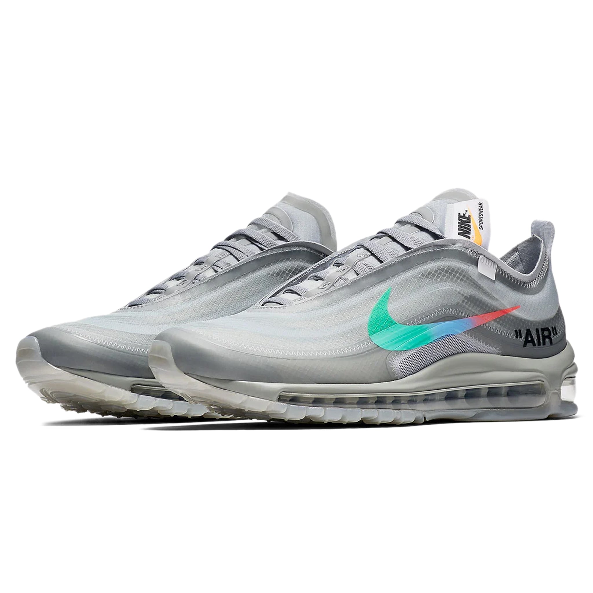 Front side view of Nike x Off White Air Max 97 Menta AJ4585-101