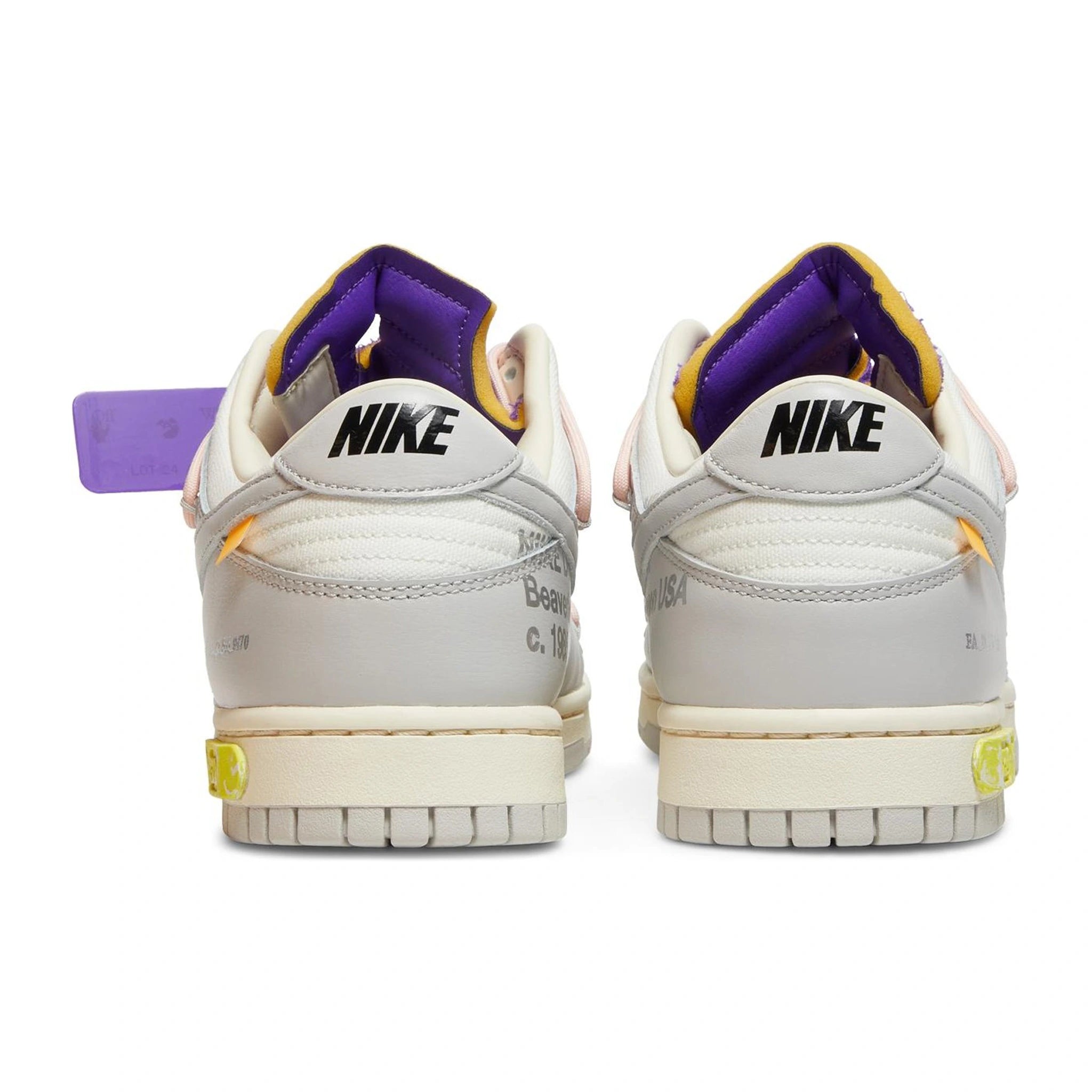 Back view of Nike x Off White Dunk Low Lot 24 DM1602-119