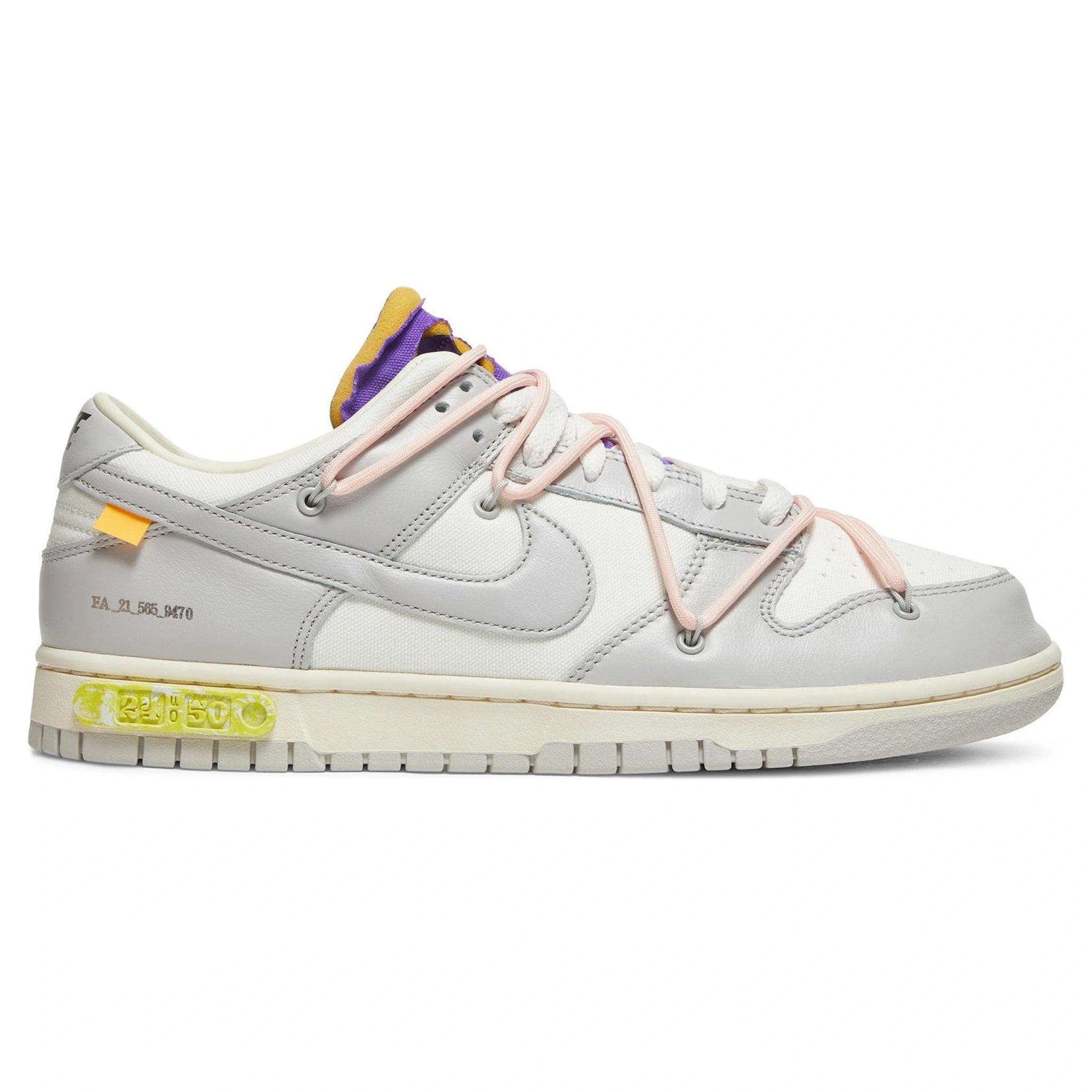 Side view of Nike x Off White Dunk Low Lot 24 DM1602-119