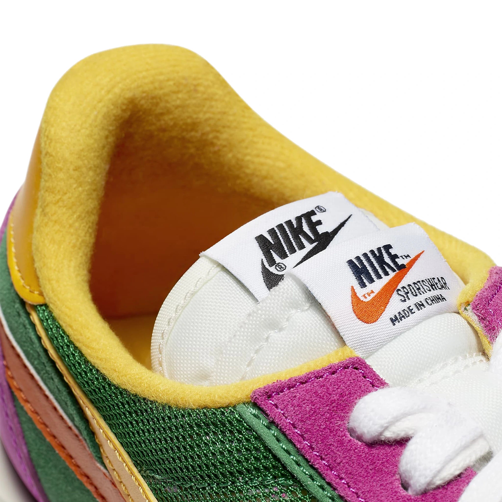 Tongue view of Nike x Sacai LD Waffle Pine Green Sneaker BV0073-301