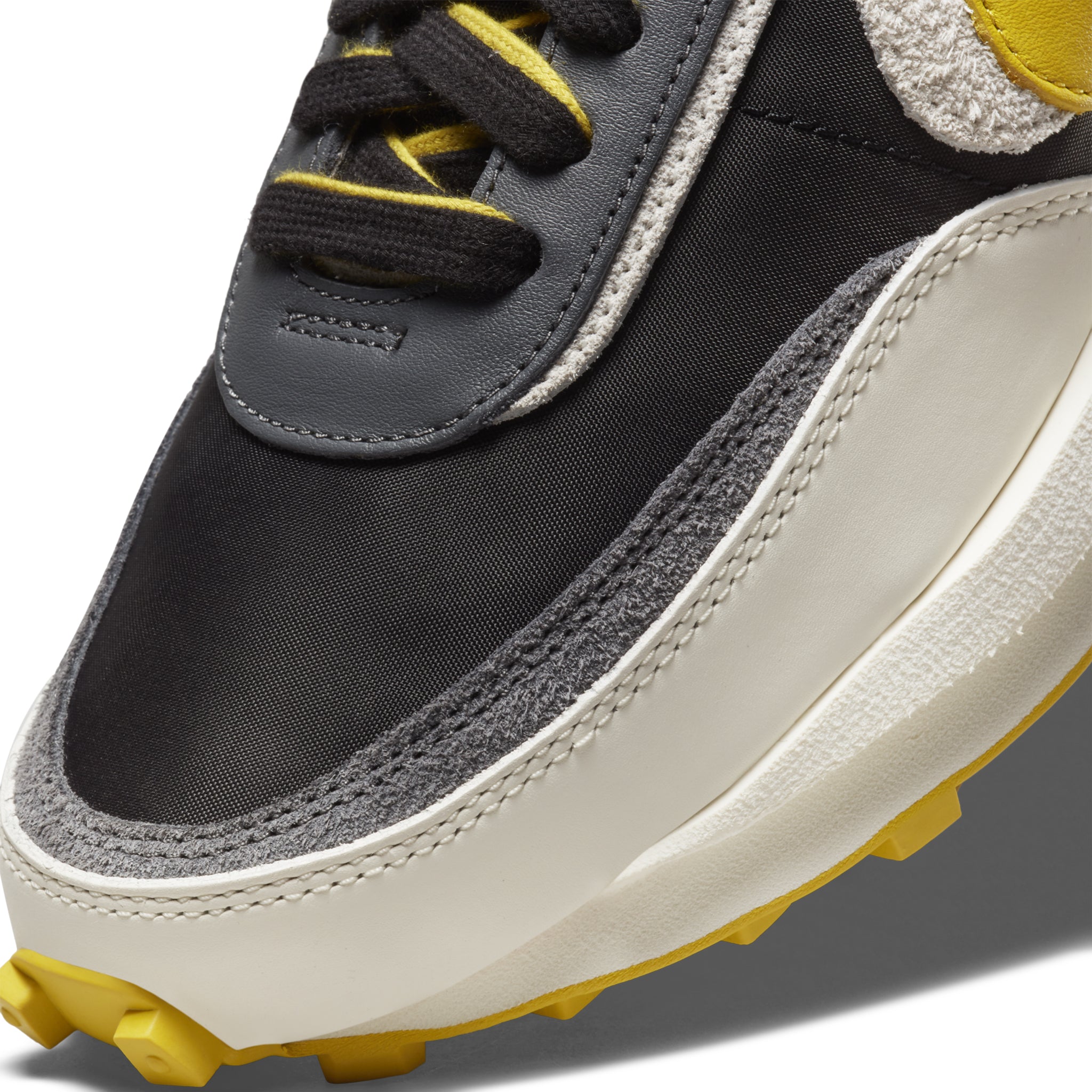 Toe box view of Nike x Sacai LD Waffle Undercover Black Bright Citron DJ4877-001