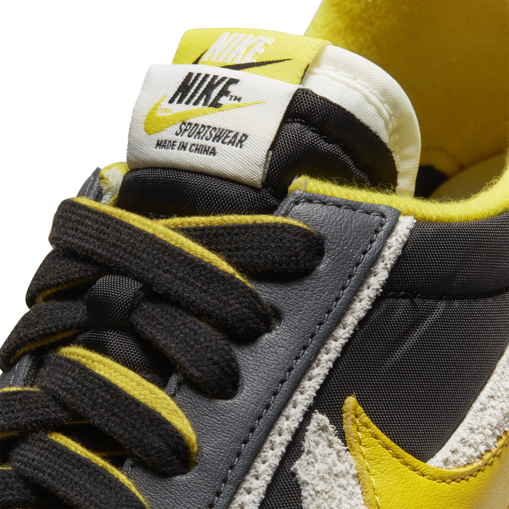Tongue view of Nike x Sacai LD Waffle Undercover Black Bright Citron DJ4877-001