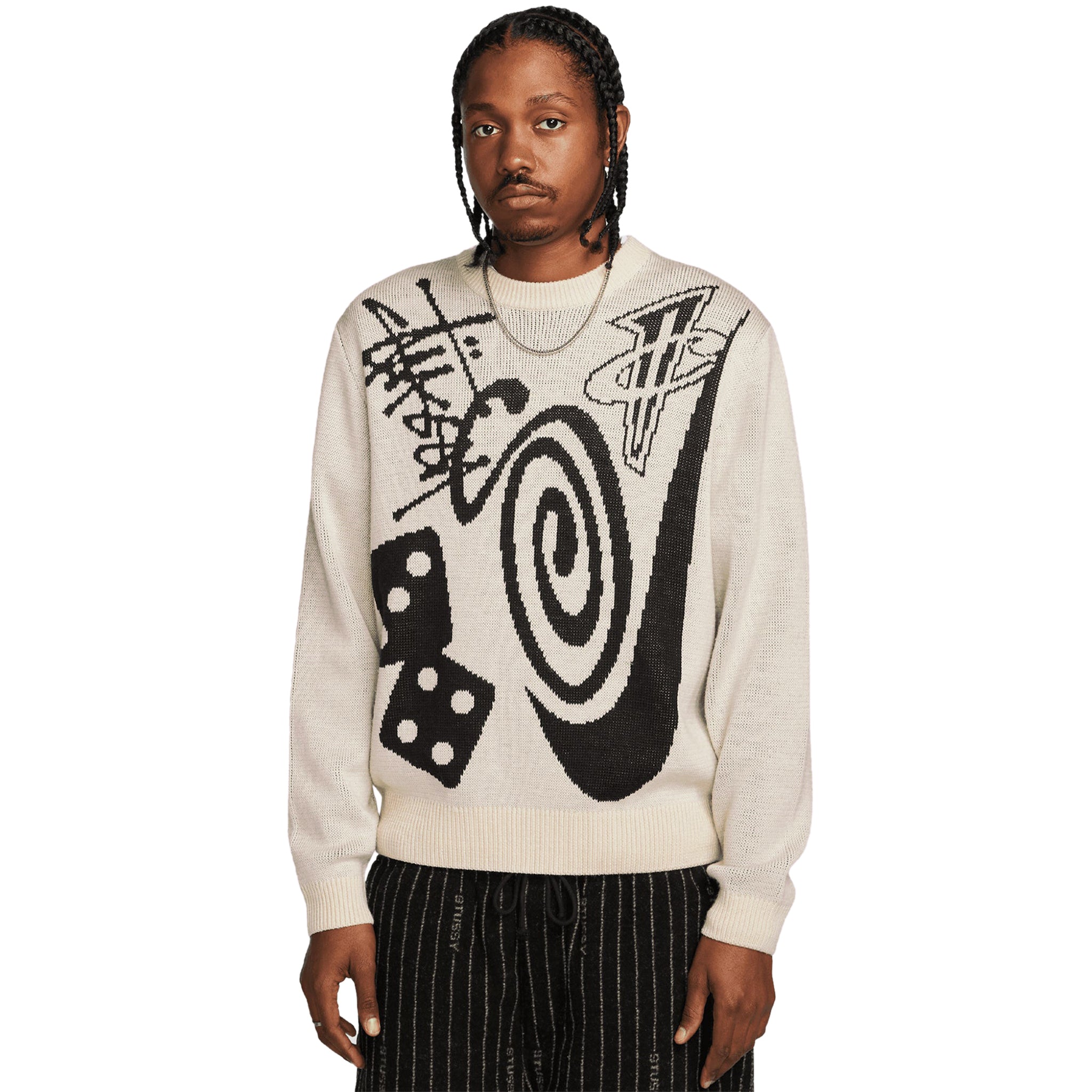 Model front view of Nike x Stussy Natural Sweatshirt DR2893-238