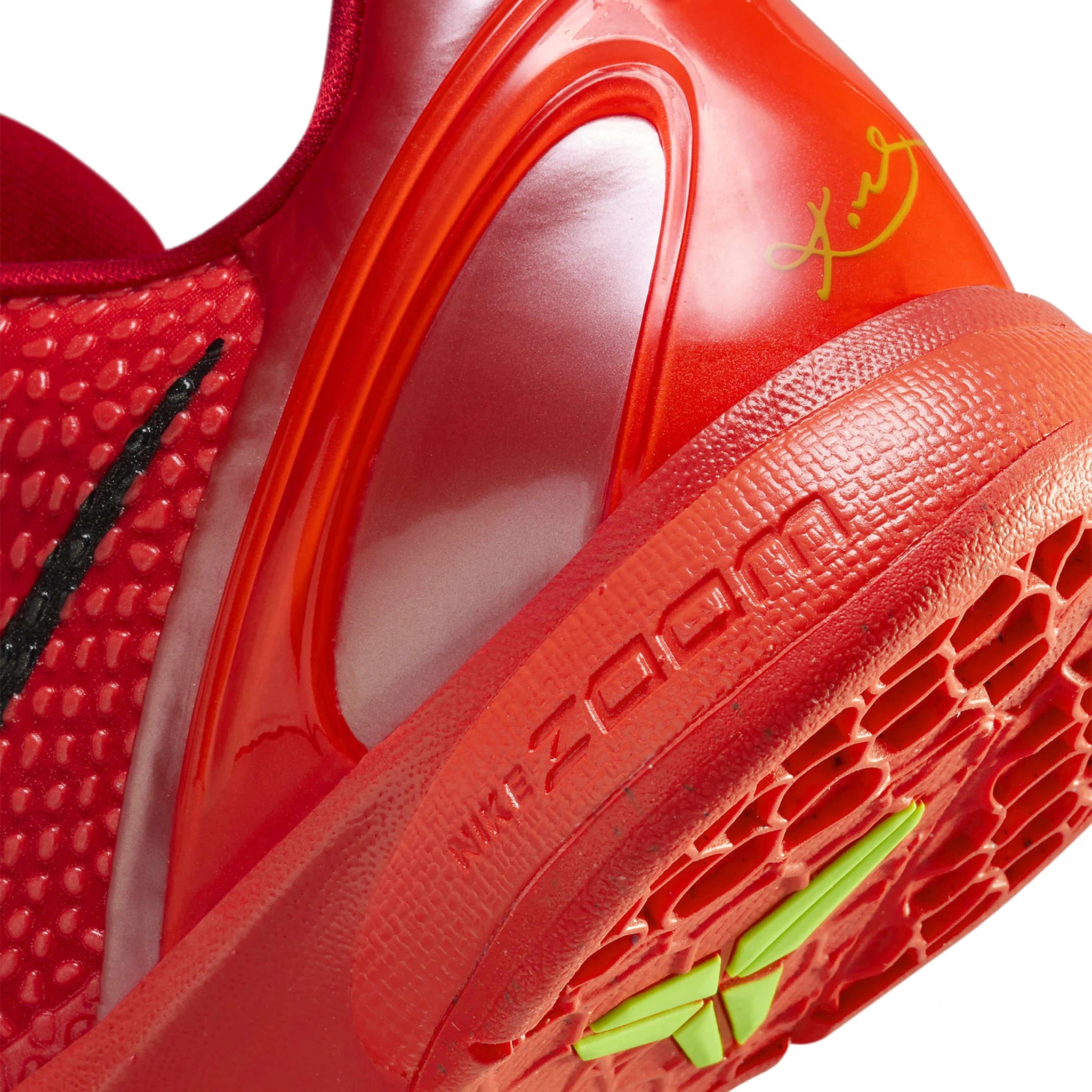 Heel view of Nike Zoom Kobe 6 Protro Reverse Grinch FV4921-600