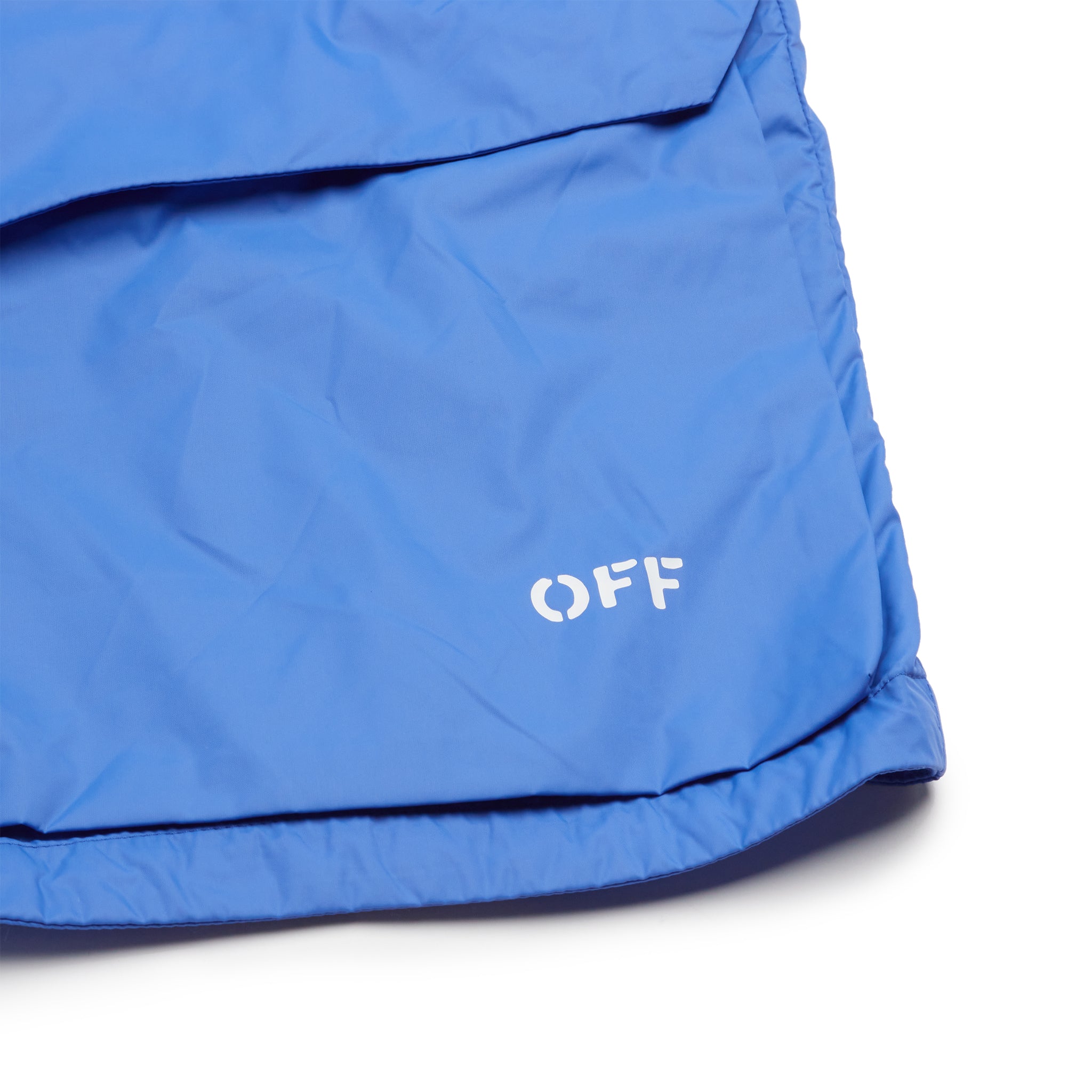 Logo view of Off-White Athletic Cargo Shorts Blue OMVH021S22FAB0014501