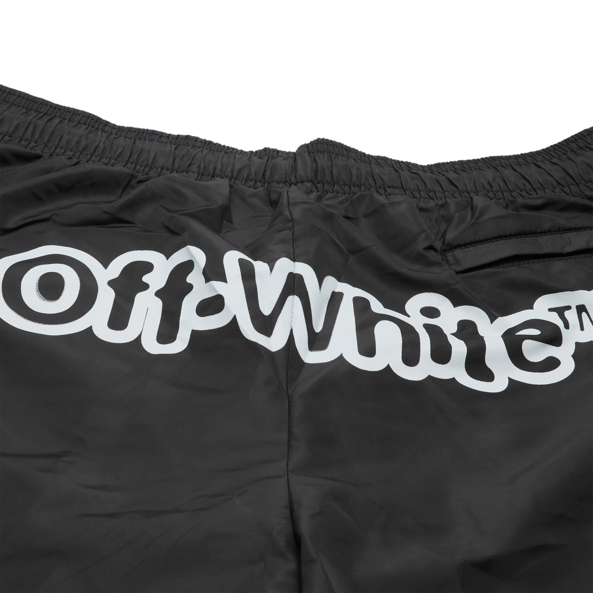 Logo view of Off-White Blur Logo Print Black Swim Shorts OMFA003S22FAB0071001