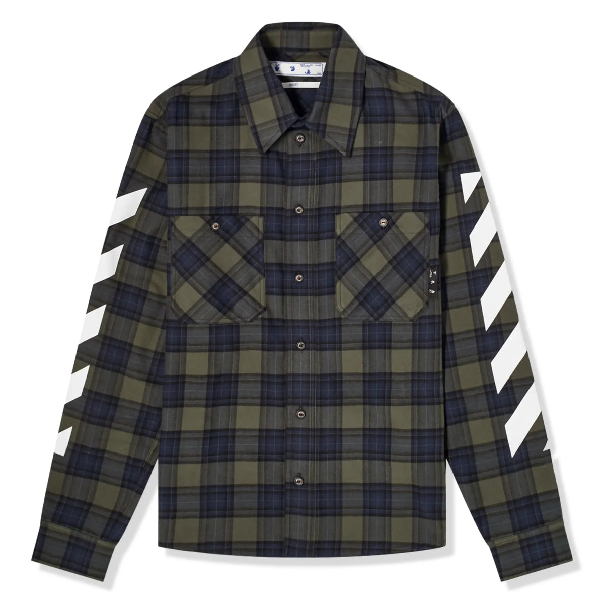 Off-White Diagonal Check L/S Green Flannel Shirt 